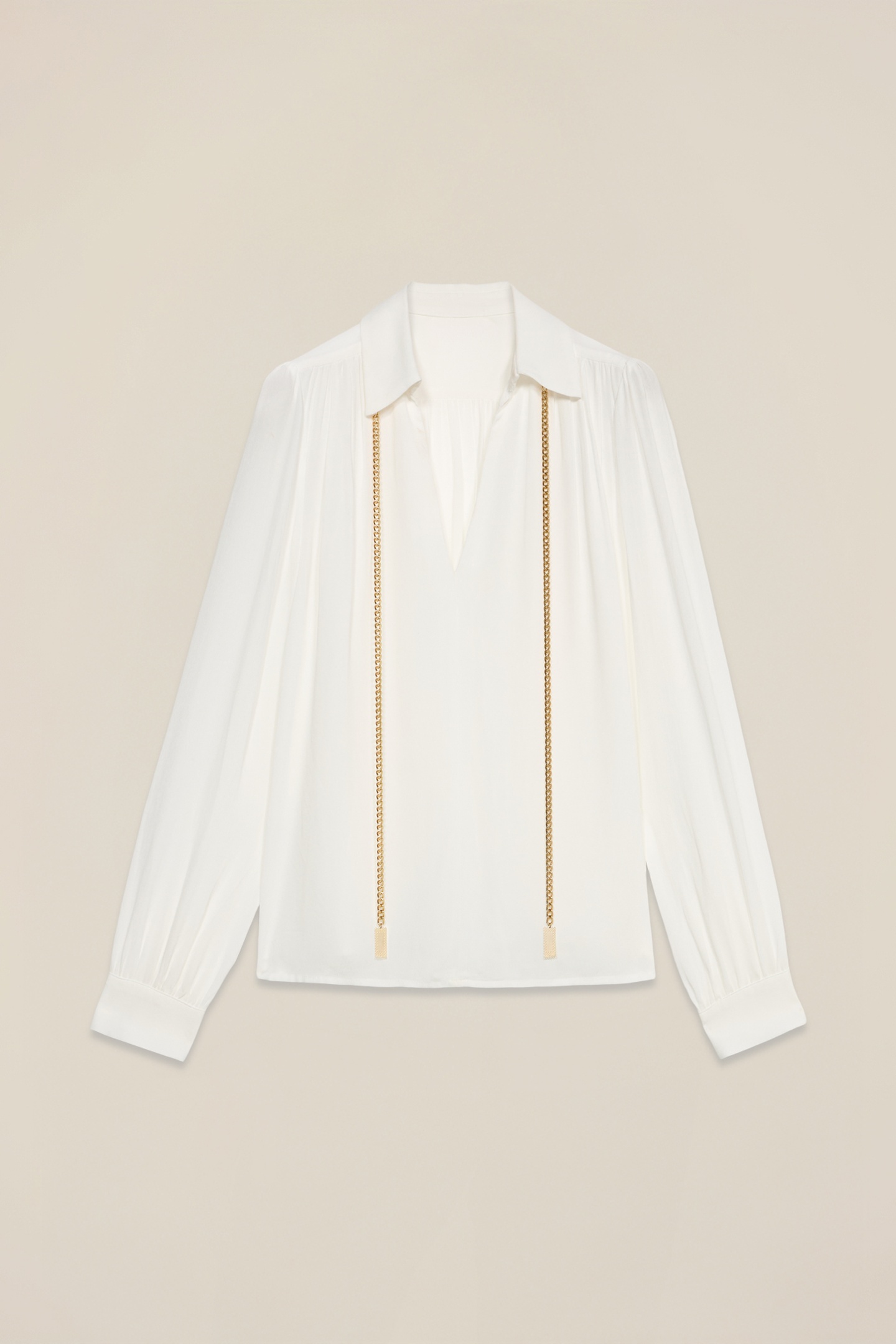 CREPE FABRIC BLOUSE WITH CHAIN WHITE 3