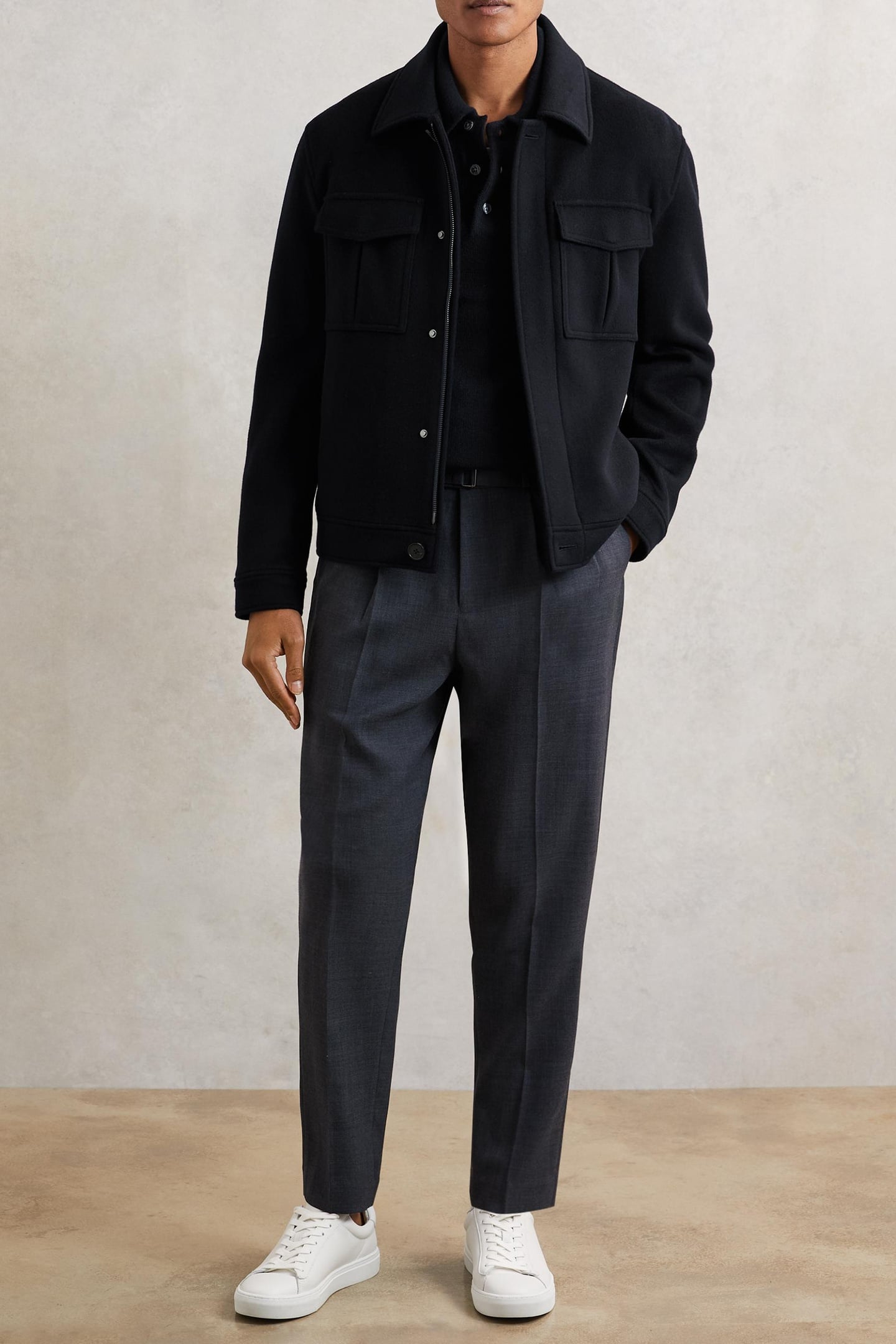 LS HALF BUTTON POLO JUMPER NAVY 1