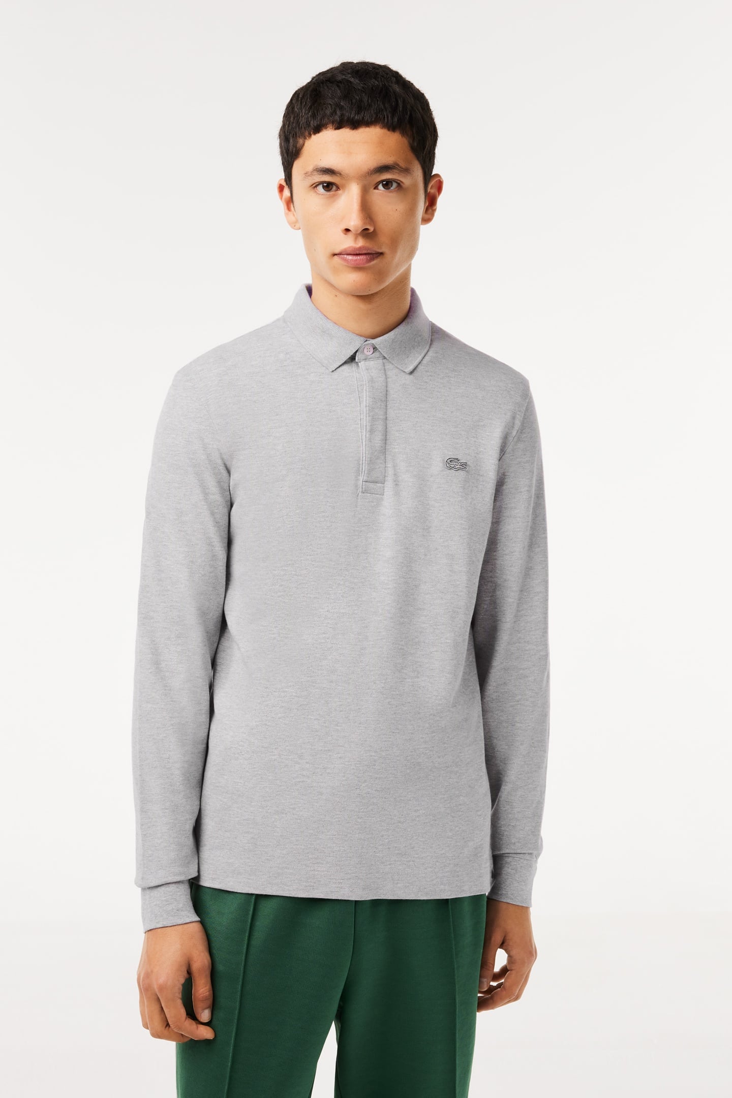 LONG SLEEVE POLO SILVER CHINE 2