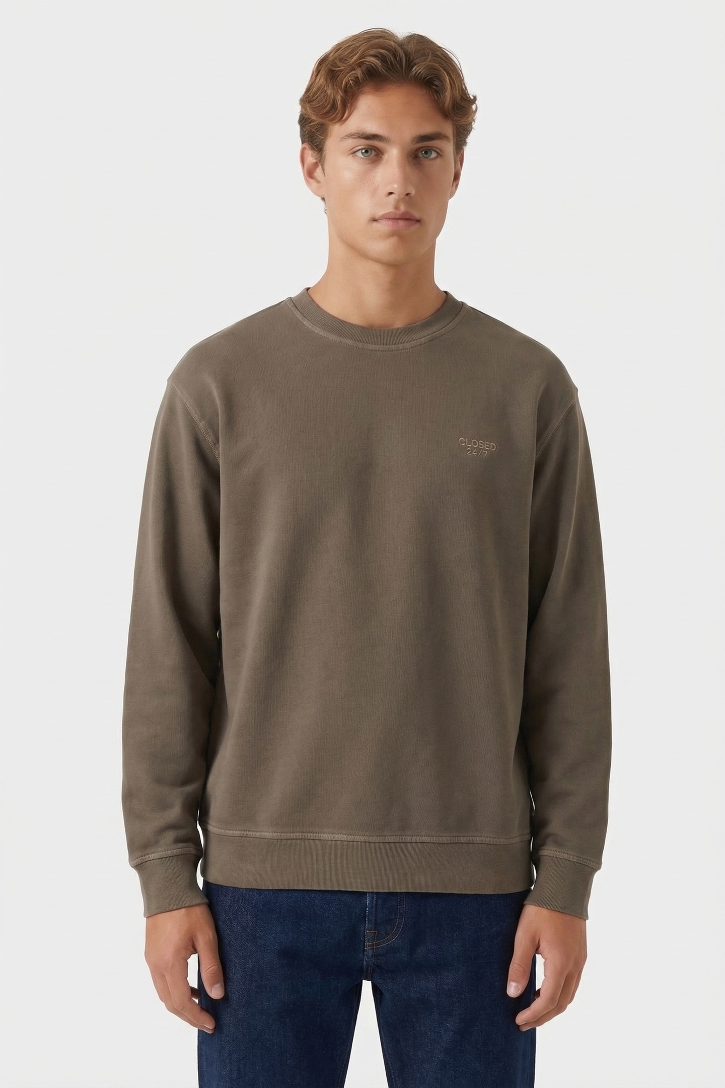 CREW SWEATSHIRT T-SHIRTS OLIVE GREEN 1