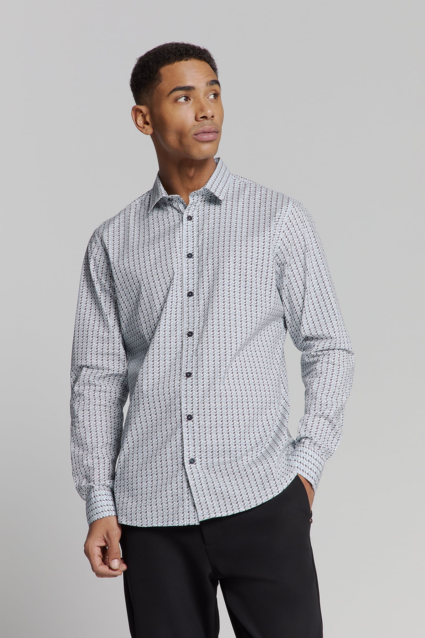 SHIRT STRETCH ALLOVER PRINTED SEABLUE 1