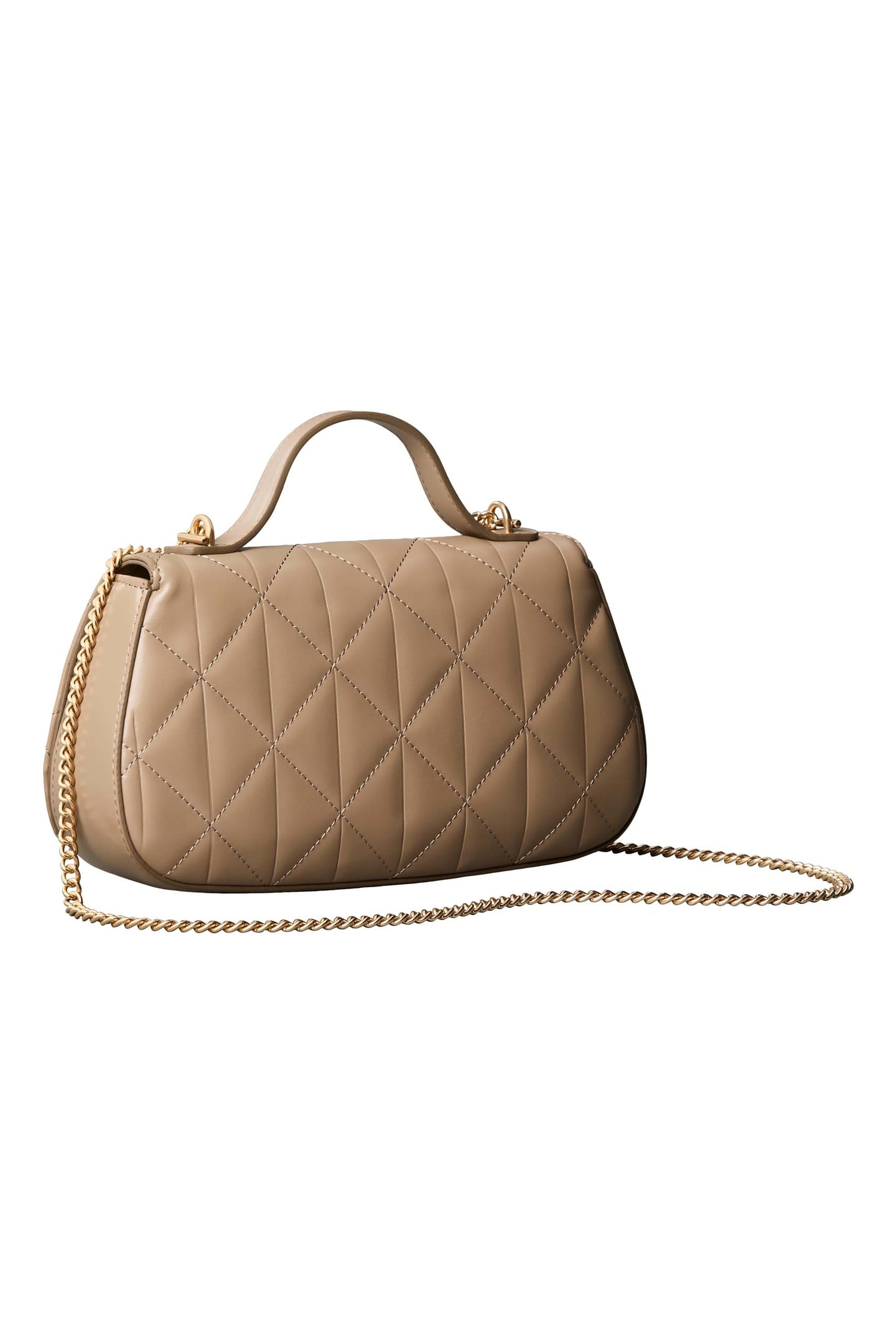 QUILTED TOP HANDLE CHAIN BAG DESERT TAUPE 3
