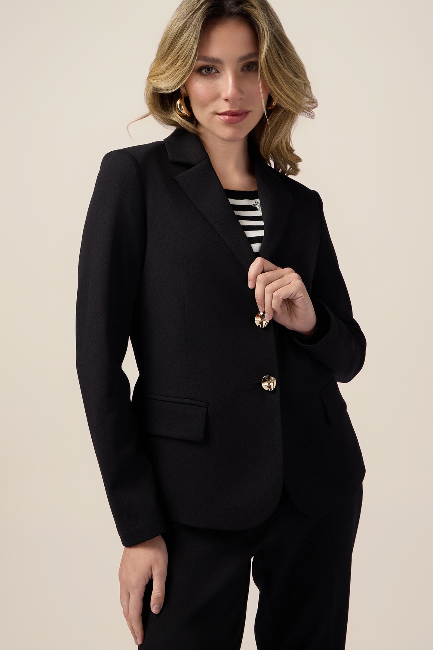BLAZER JACKET IN SCUBA CREPE FABRIC BLACK 1