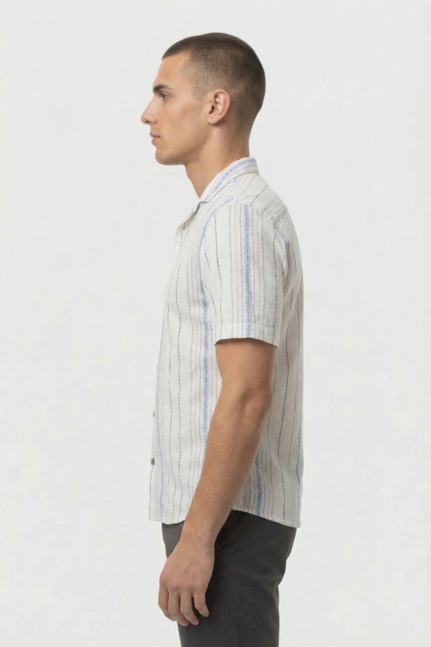 SHIRT SHORT SLEEVE REVERS COLLAR DOBBY VERTICAL EMBROIDERED  5