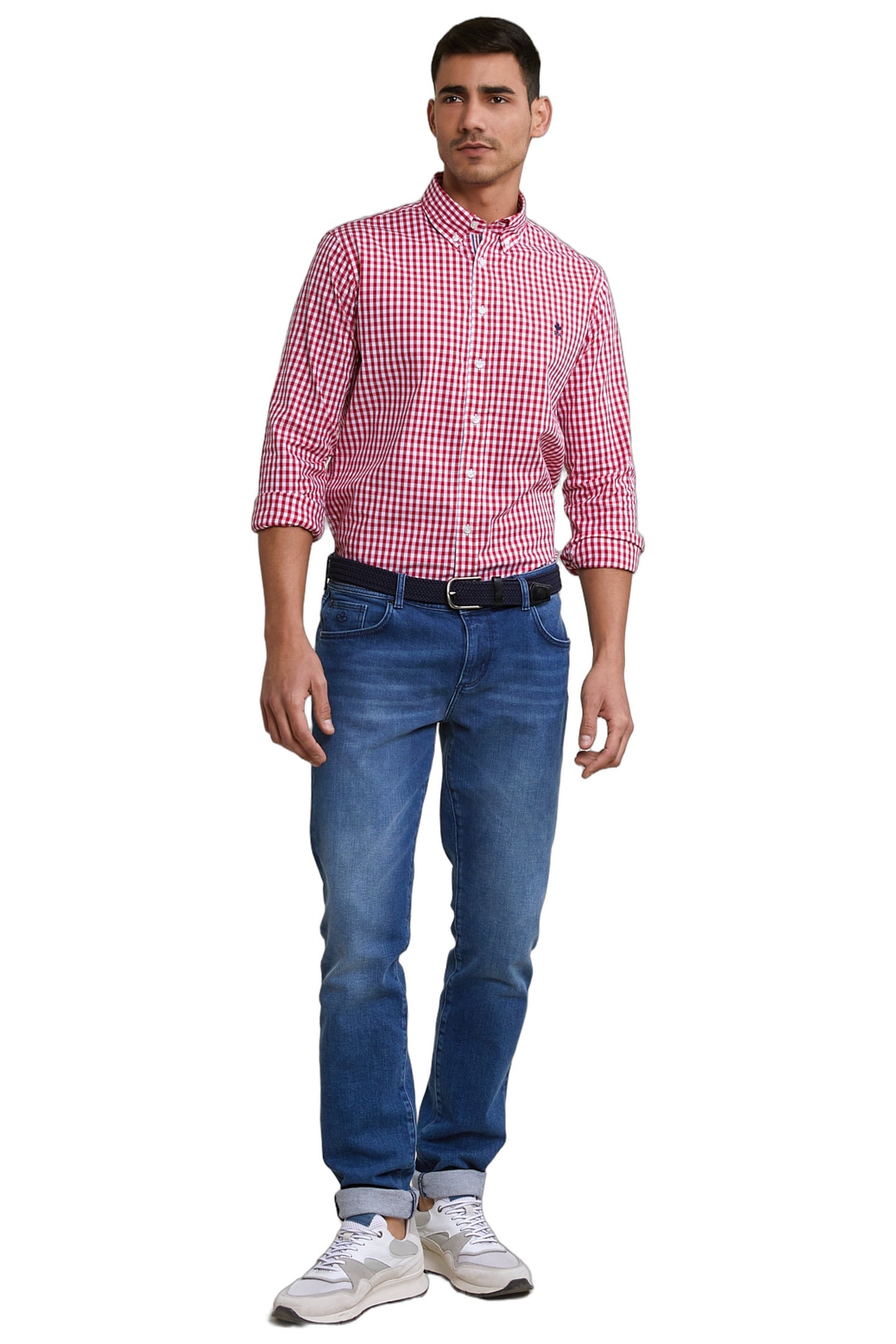 SLIM FIT CHECKED SHIRT RED/WHITE 1