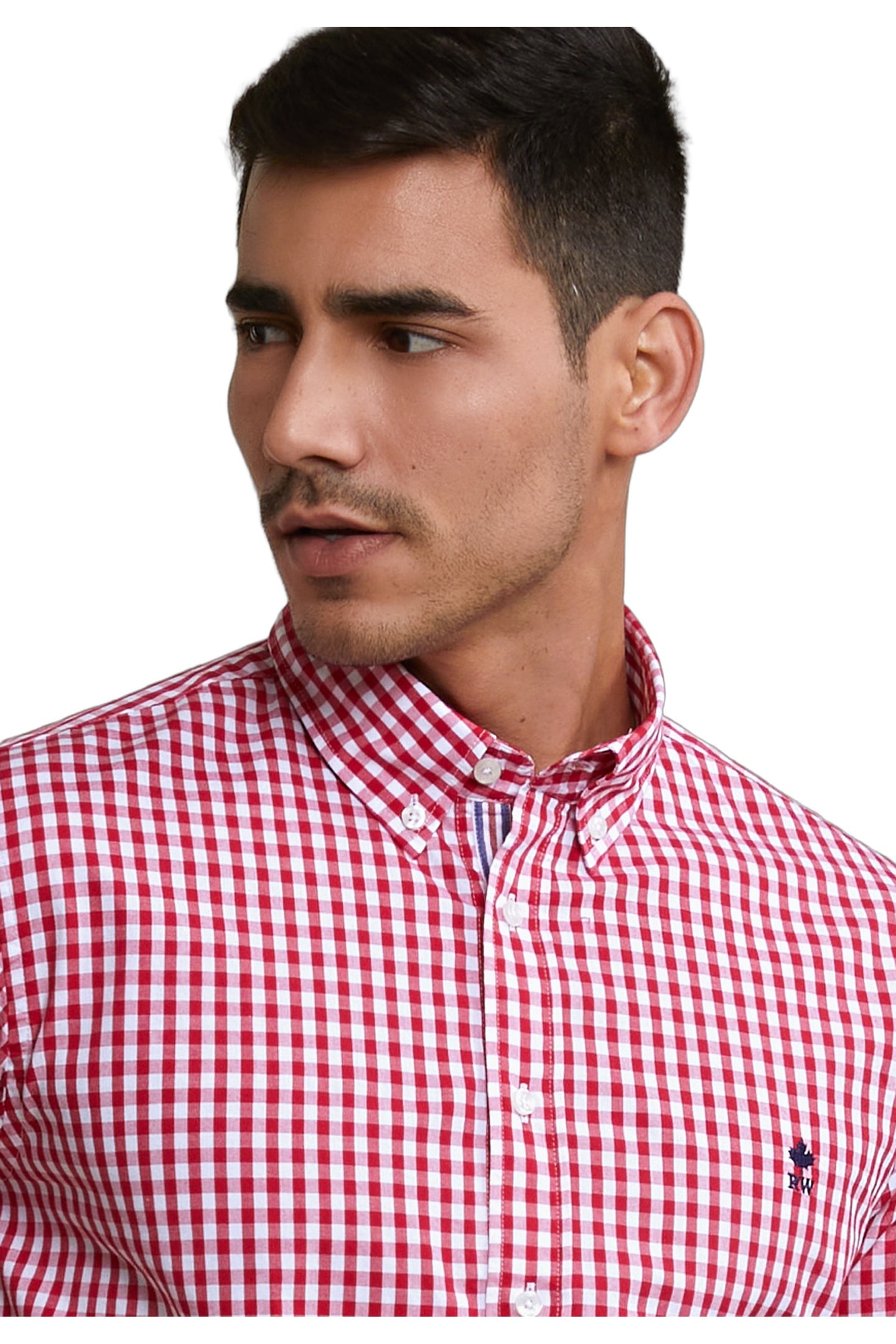 SLIM FIT CHECKED SHIRT RED/WHITE 4