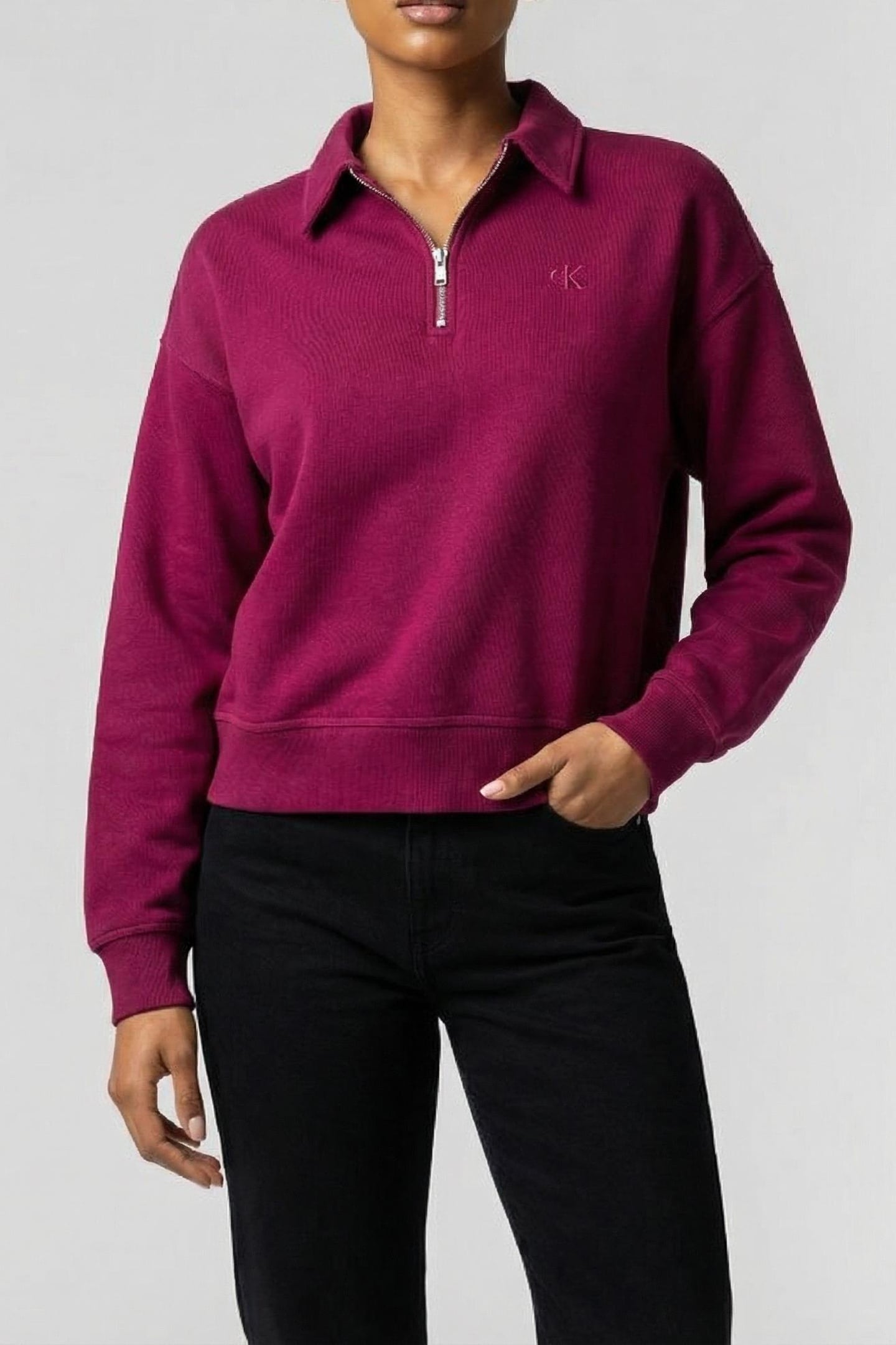 LS ARCHIVE TERRY 1/4 ZIP POLO BERRY GLAZE 1