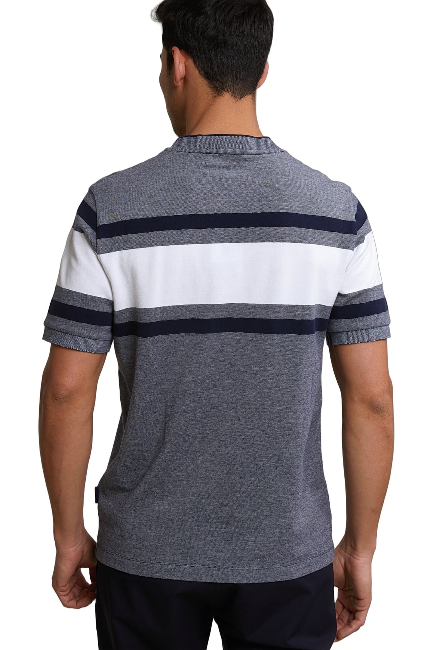 CUSTOM FIT SPORTY STRIPED T-SHIRT NAVY 4