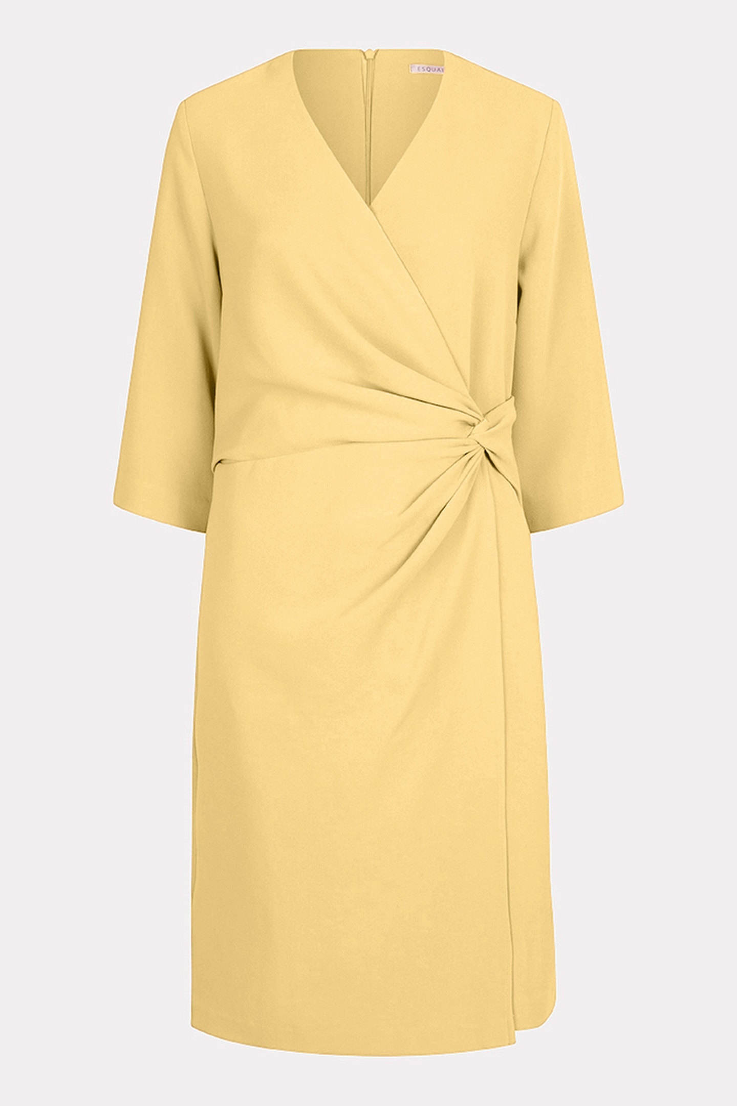 EsQualo Dress Overlap Knot S/slve Yellow Maat: 42 | Midi Jurken Outlet | Dames | Geel
