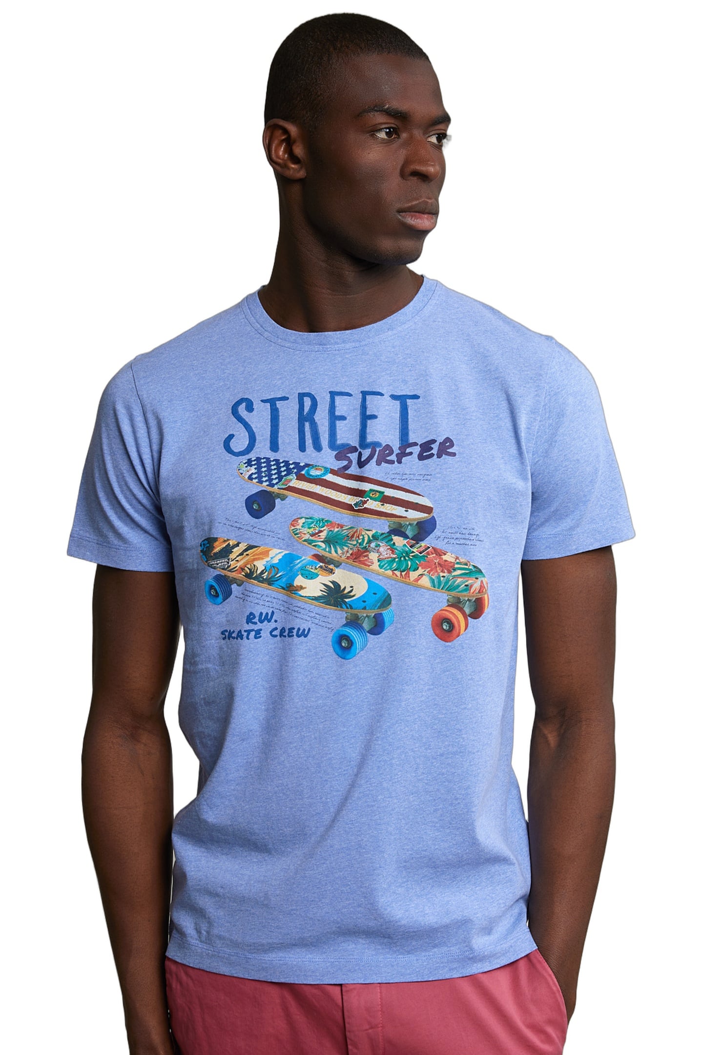 NORMAL FIT BASIC T-SHIRT SHORT SLEEVES LT HAMPTONS BLUE MIX 1