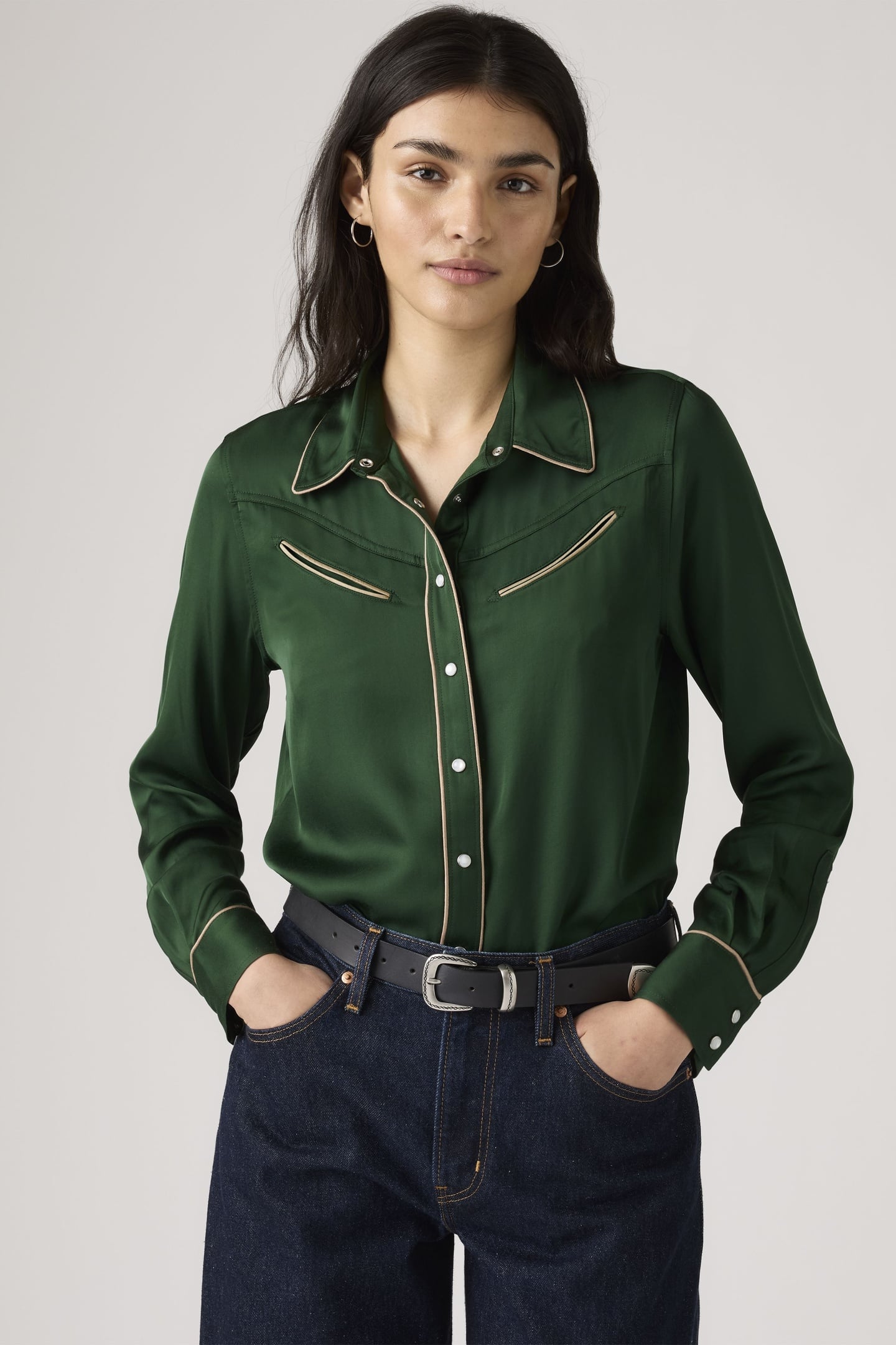 Levi's Bradie Archival Shirt Maat: XS | Longsleeves Outlet | Dames | Groen