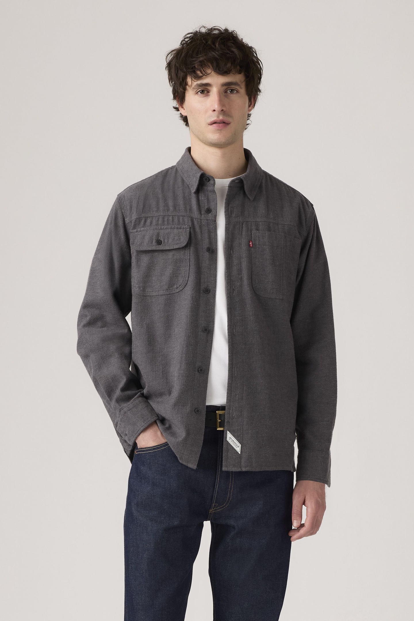 Levi's Long Sleeve Auburn Worker Shirt Maat: L | Casual Overhemden Outlet | Heren | Grijs