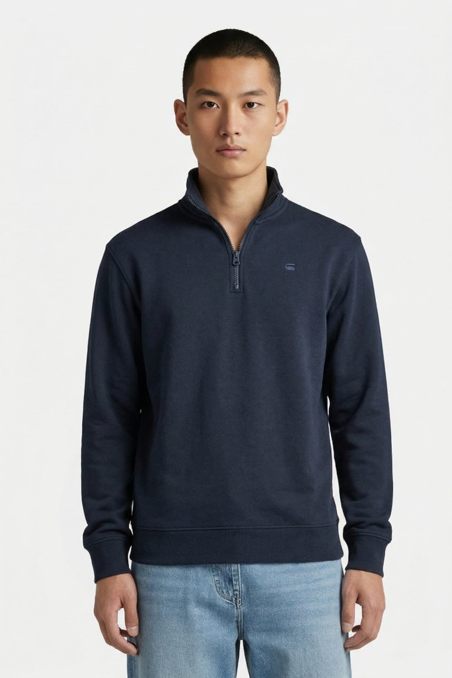 HALF ZIP STAND UP COLLAR SWEAT L\S SALUTE 1