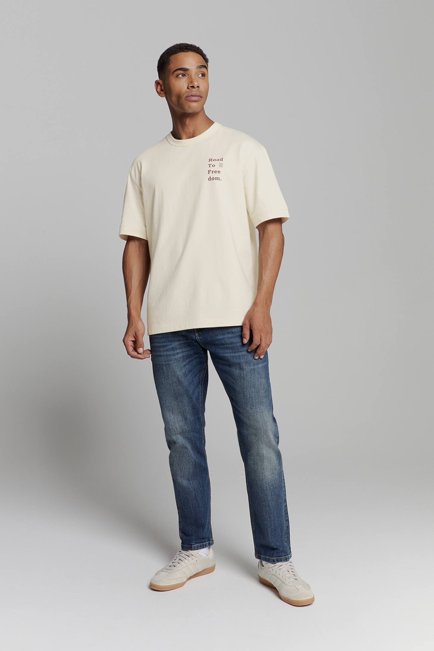 No Excess T-shirt Crewneck Melange Placed Print Offwhite Maat: XXL | T-shirts met Print Outlet | Heren | Wit