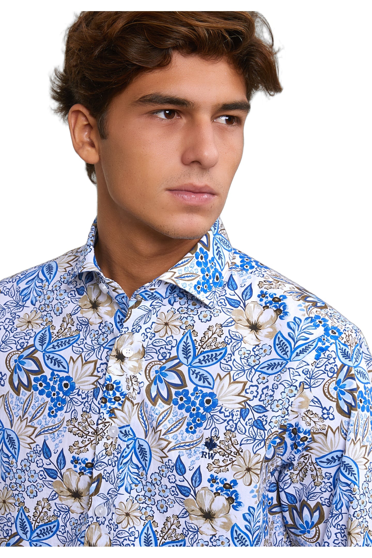 CUSTOM FIT COTTON FLORAL SHIRT MULTI 2
