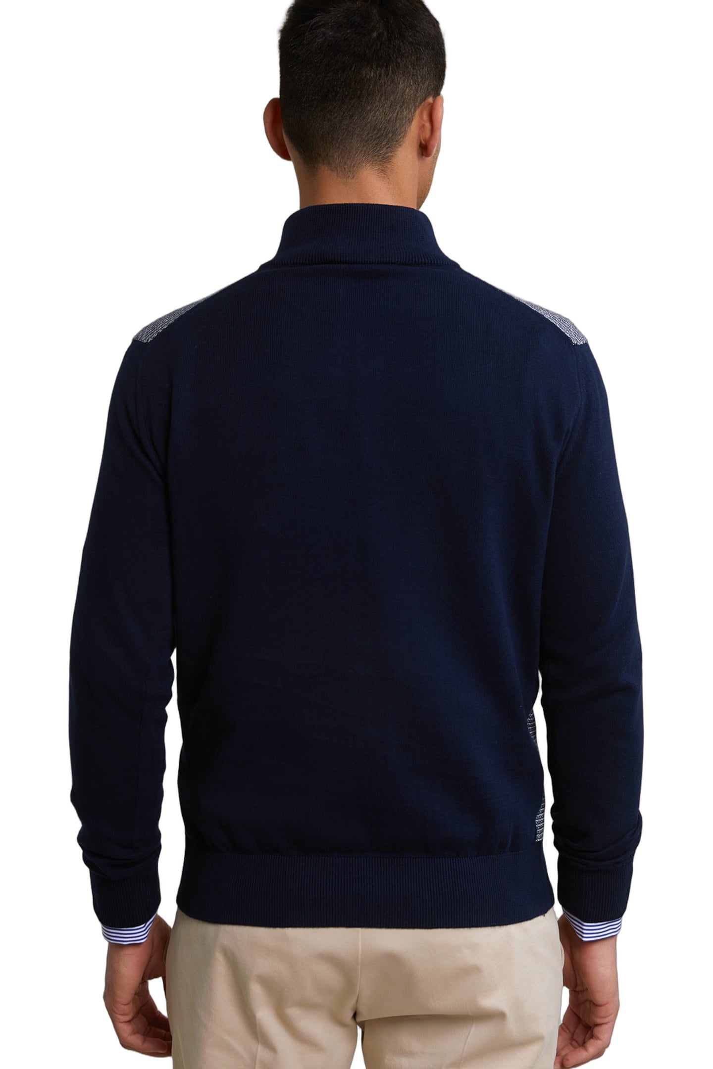 CUSTOM FIT COTTON MOCK NECK SWEATER NAVY 3