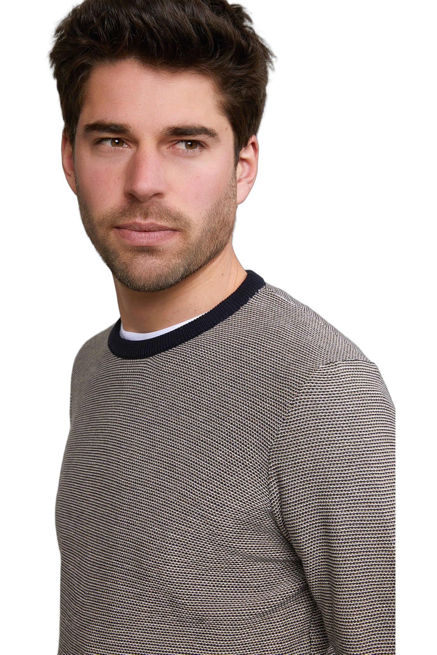 SLIM FIT DOTTED PIMA COTTON CREW NECK SWEATER NAVY 4