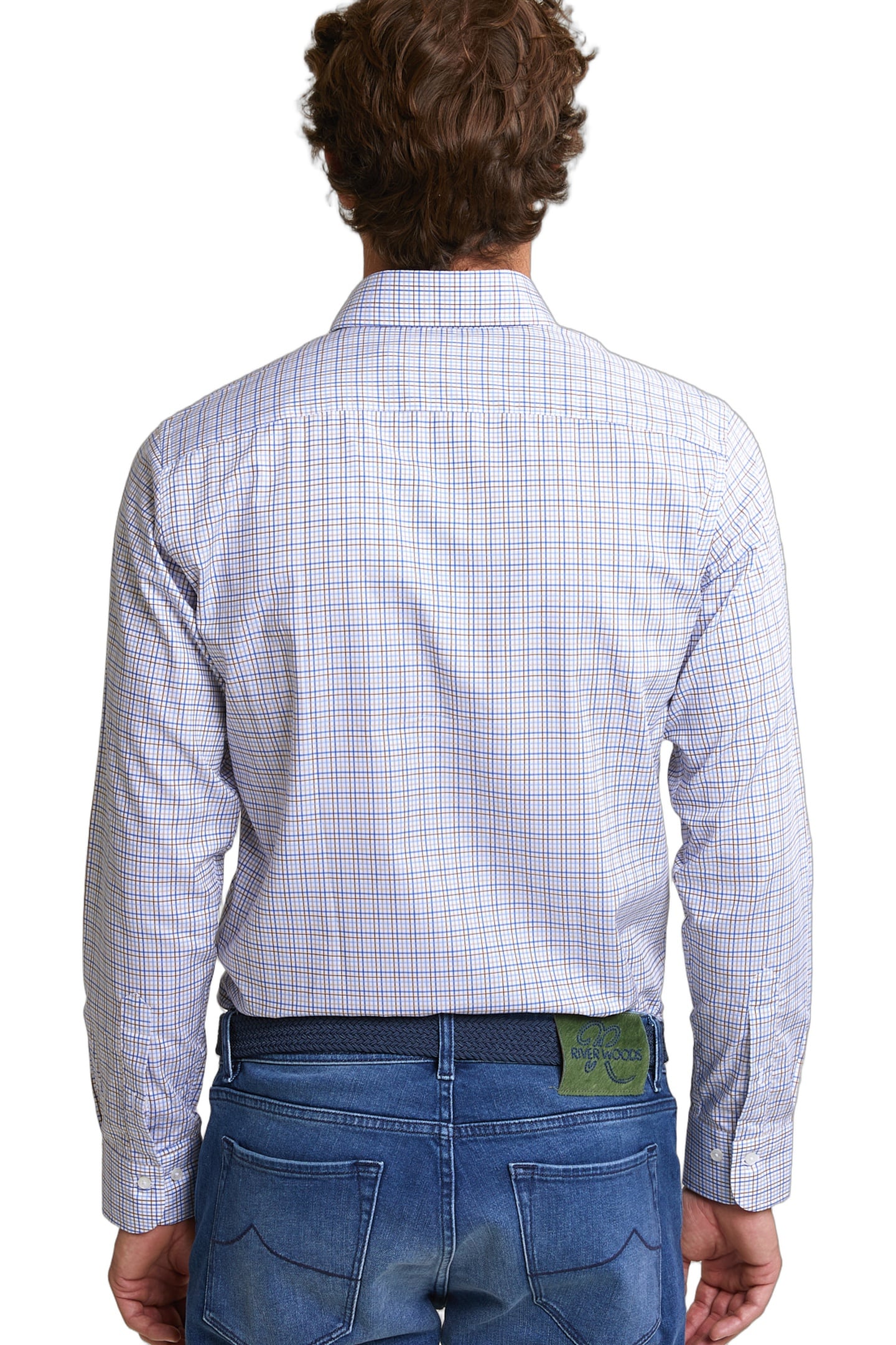 CUSTOM FIT CHECKED SHIRT BLUE/BEIGE 3