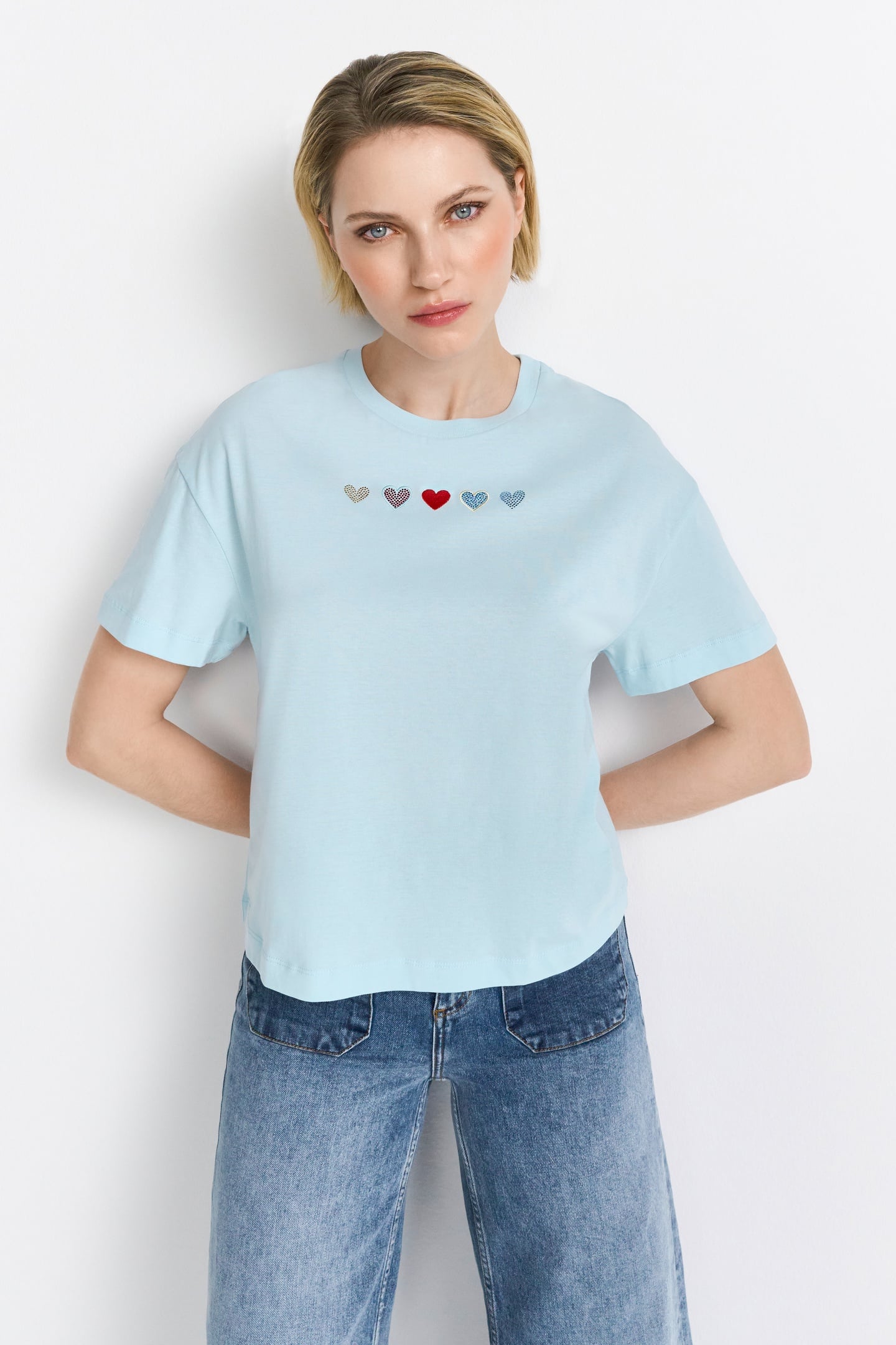 Rich & Royal Organic Contemporary Shirt Light Aqua Maat: XS | Tops Outlet | Dames | Blauw