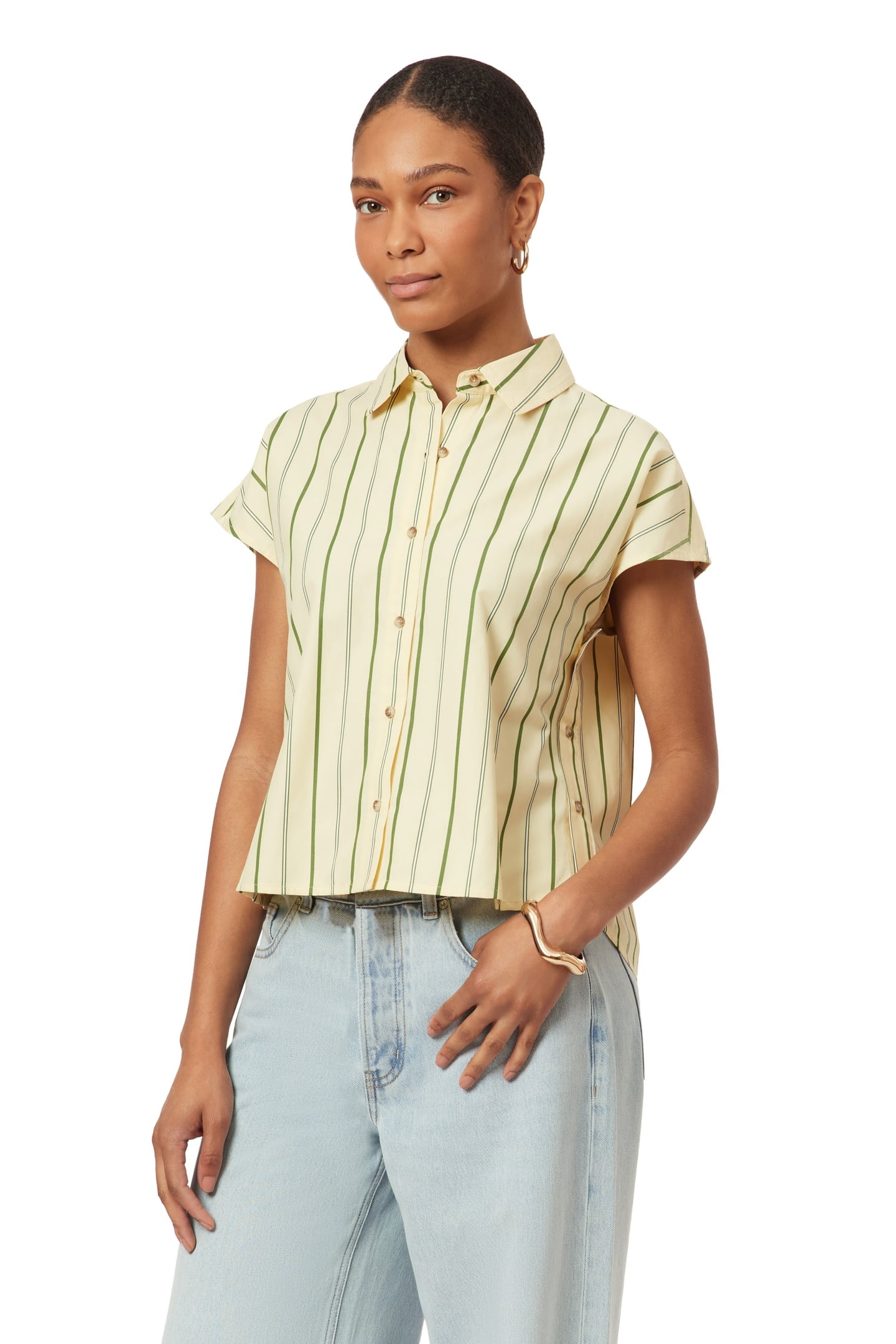 DOLMAN SLEEVE SHIRT CHINO GREEN MULTI PINSTRIPE 4