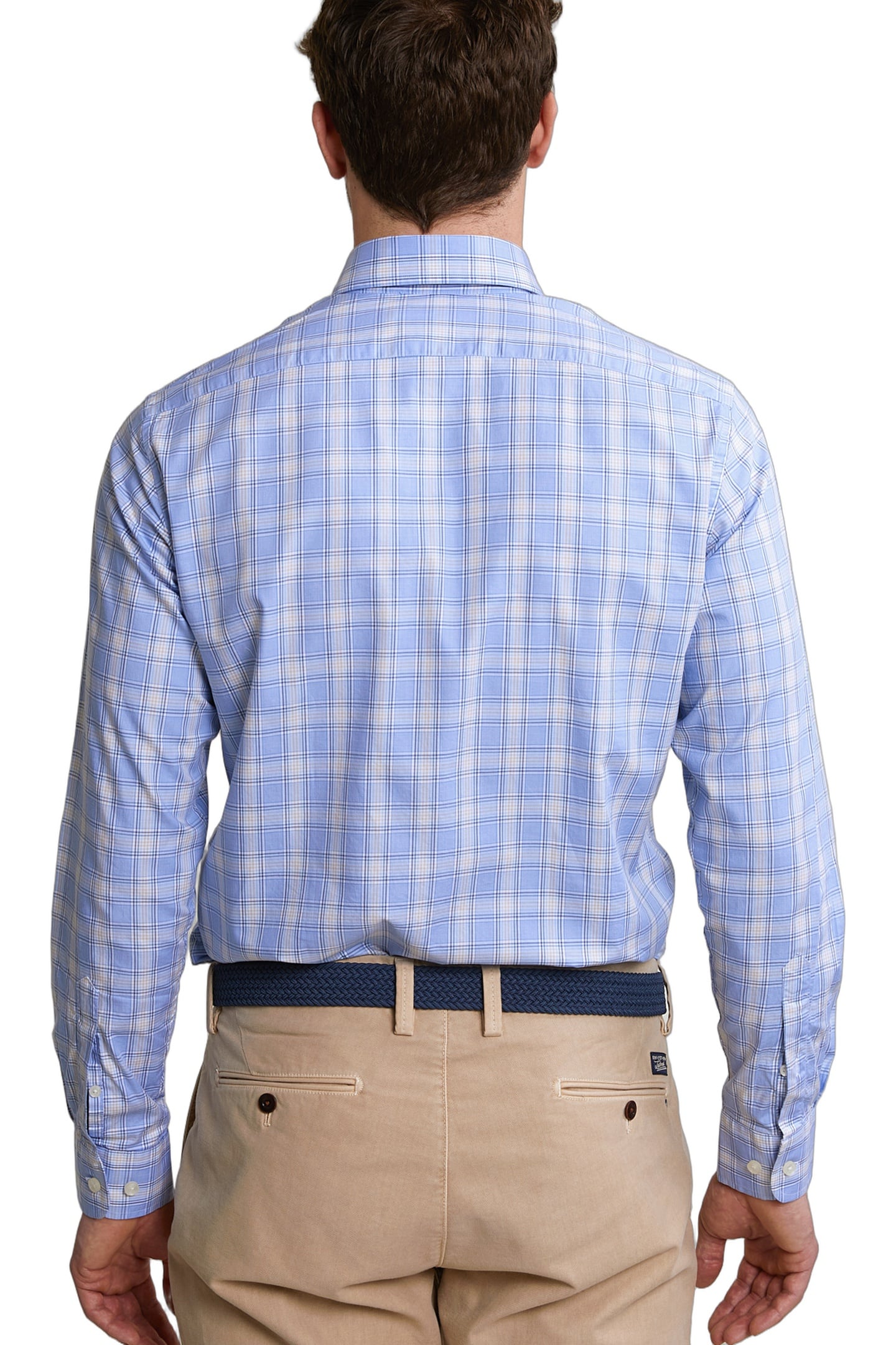 CUSTOM FIT CHECKED SHIRT WITH CHEST POCKET BEIGE/BLUE 3