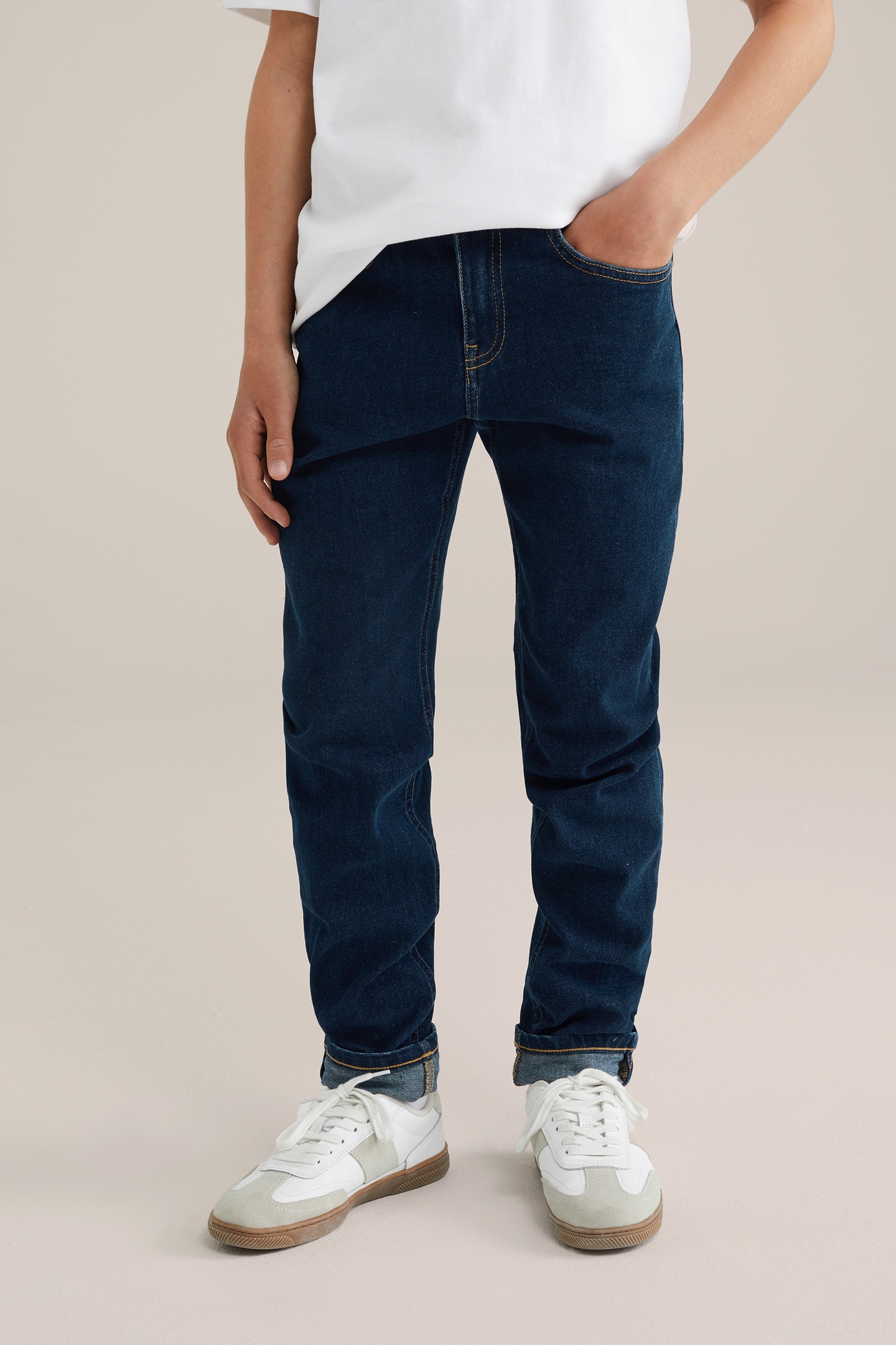 5-POCKET MID WAIST DARK BLUE 2