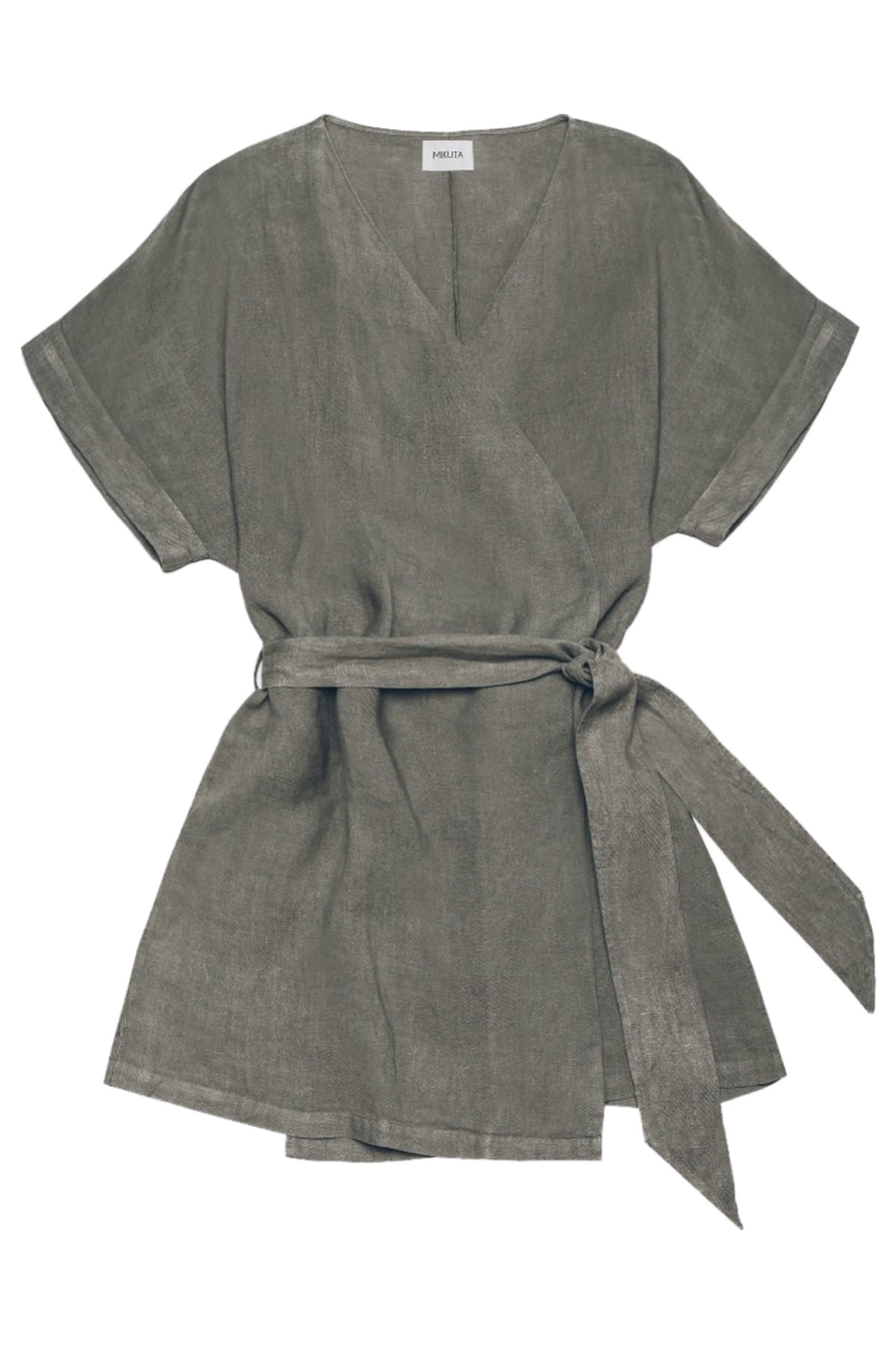 THE KHAKI LINEN KIMONO DRESS KHAKI 3
