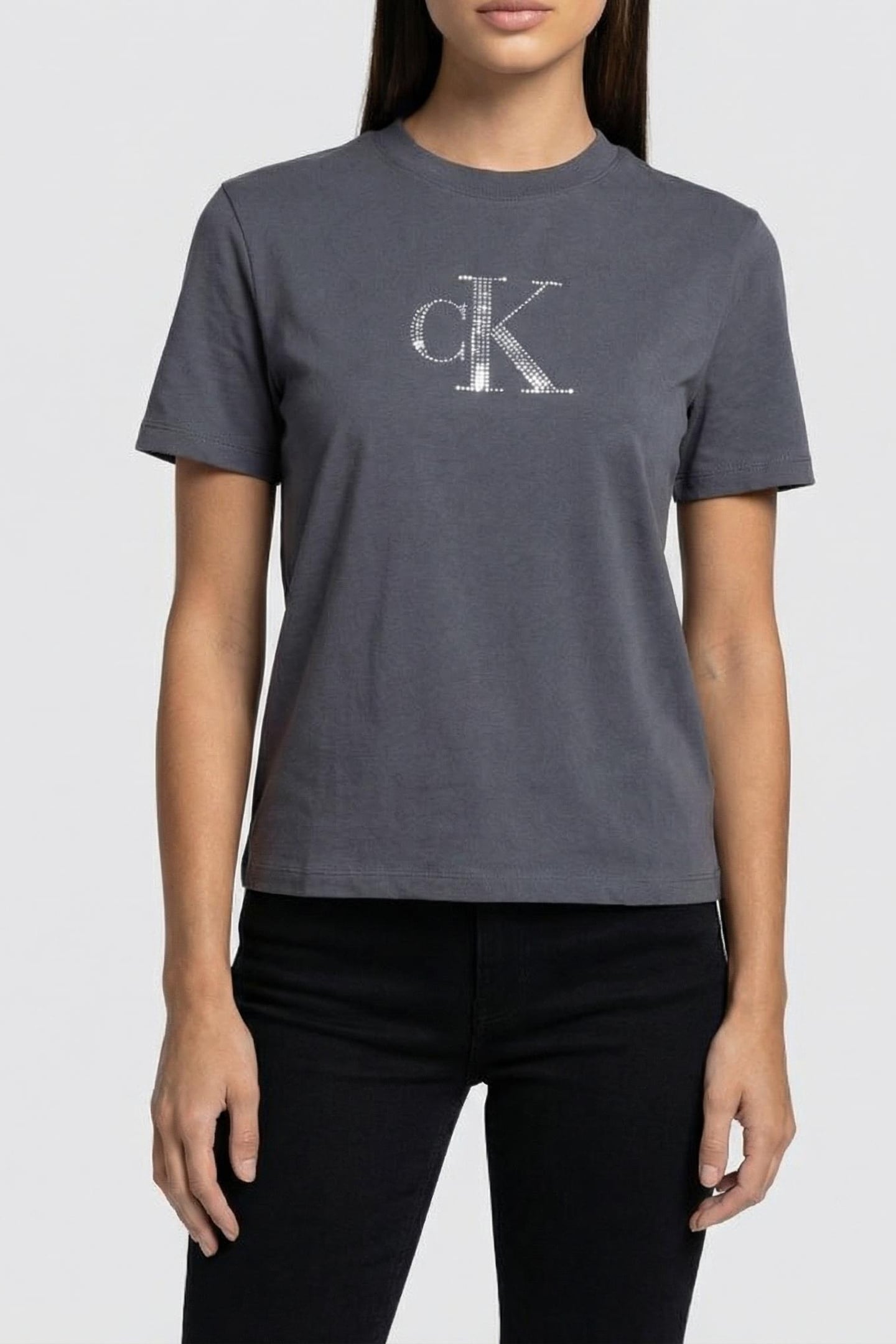 SS SEQUIN GRAPHIC TEE COAL 1