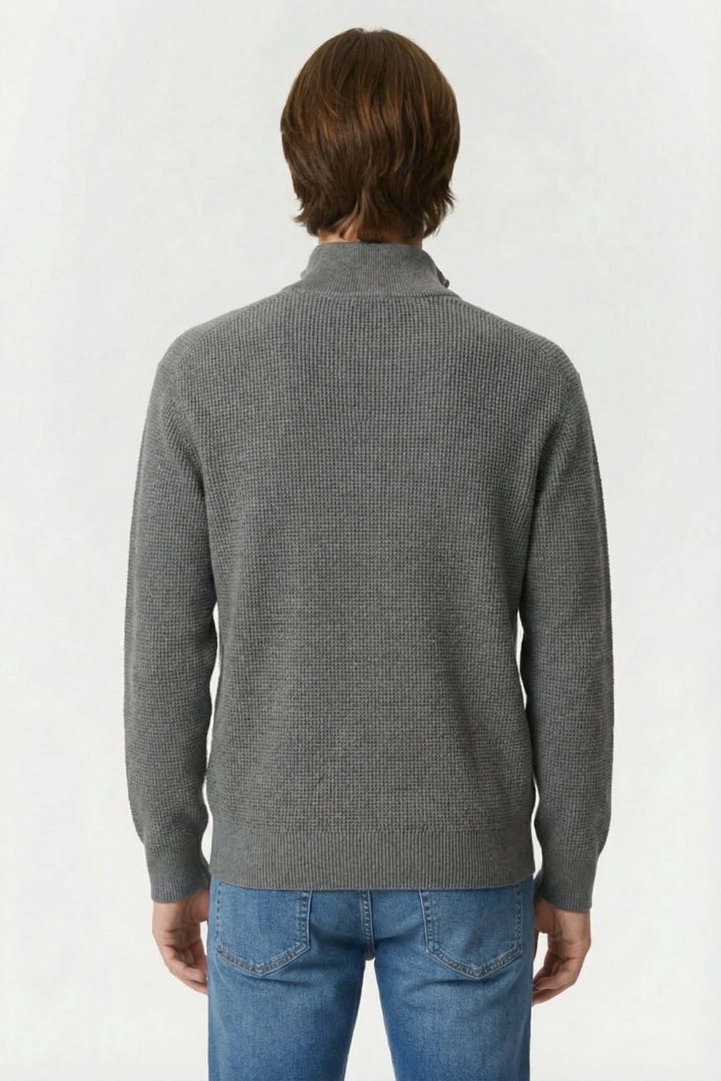 LS EZ COTTON WAFFLE SWEATER MEDIUM GREY HEATHER 2