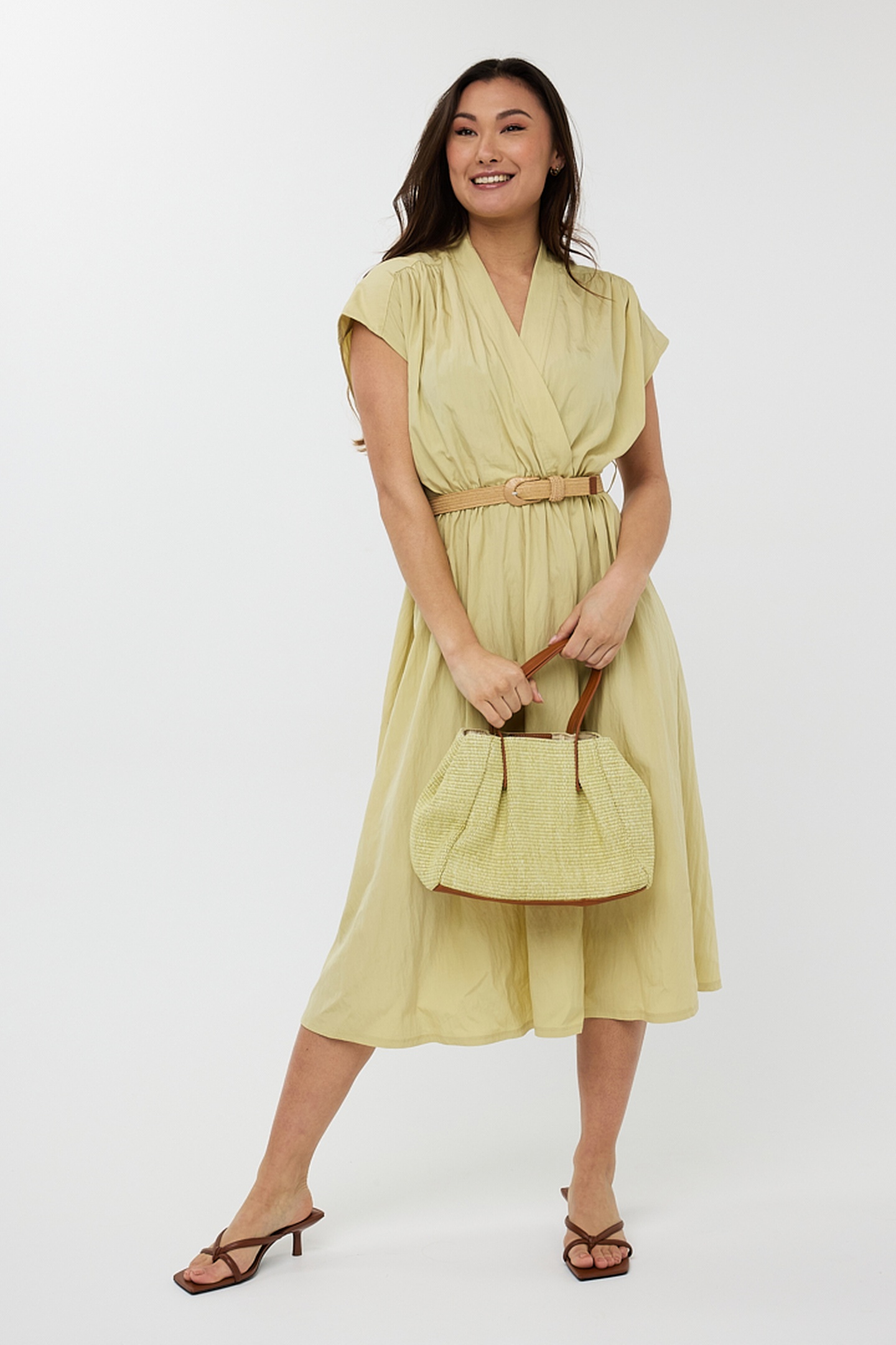 EsQualo Dress Long Wide Lemon Pie Maat: 36 | Blousejurken Outlet | Dames | Geel