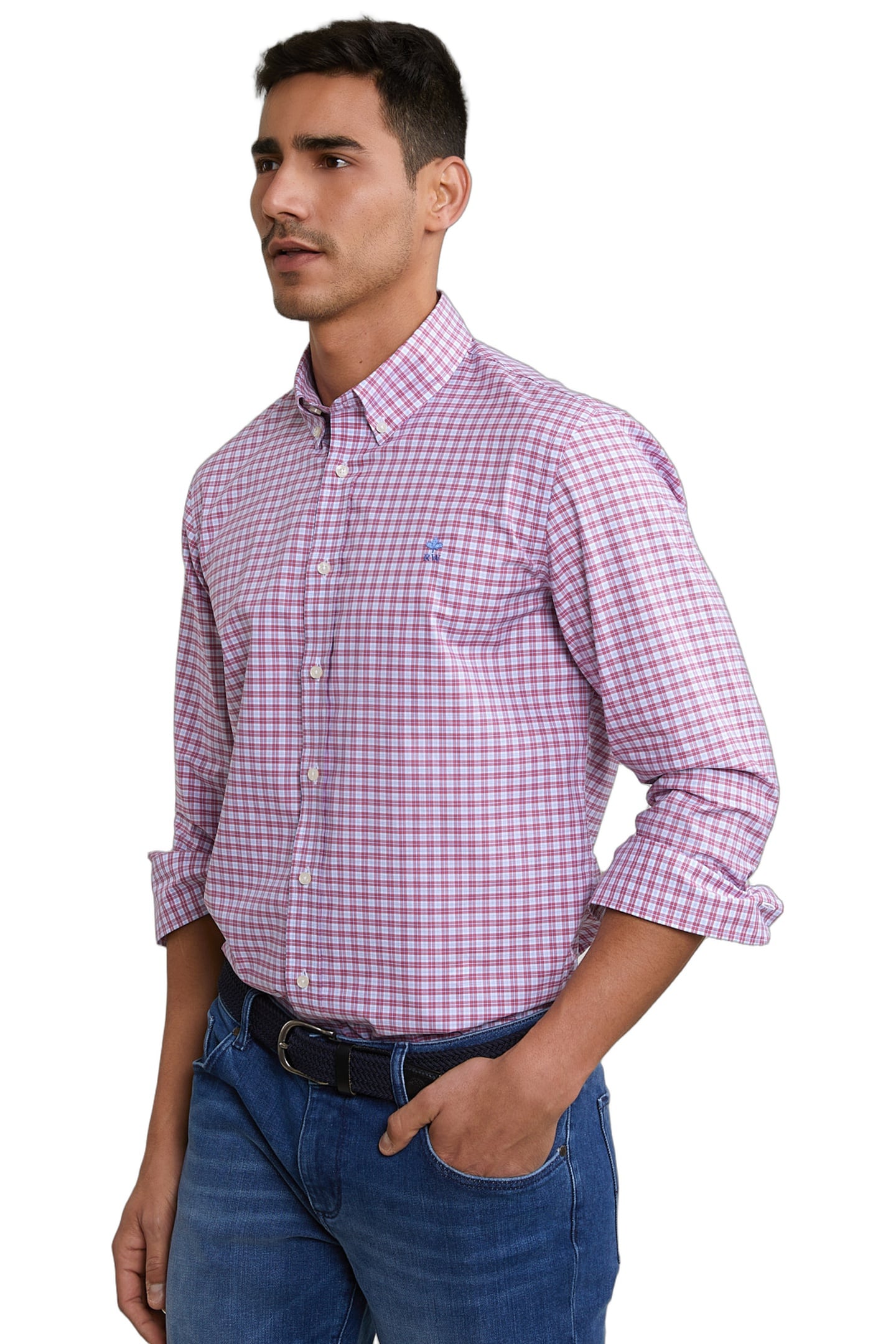 CUSTOM FIT CHECKED SHIRT BLUE/RED 3