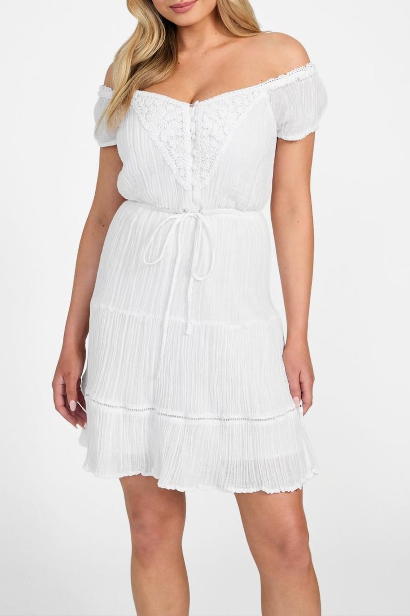 GUESS ECO SL CIEL GAUZE DRESS PURE WHITE 6