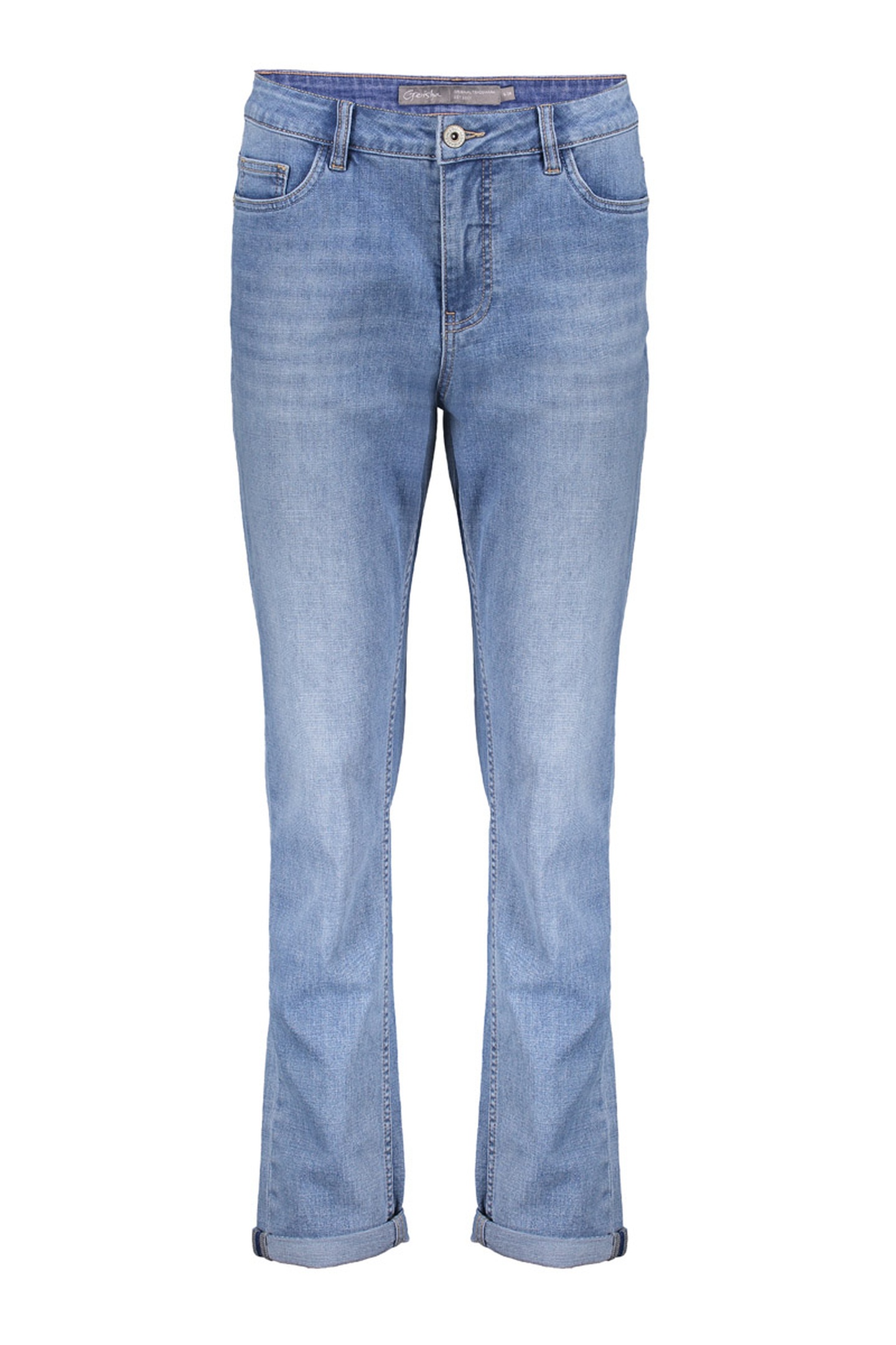Geisha Jeans Turn-up Stonebleach Denim Maat: M | Straight Jeans Outlet | Dames | Blauw
