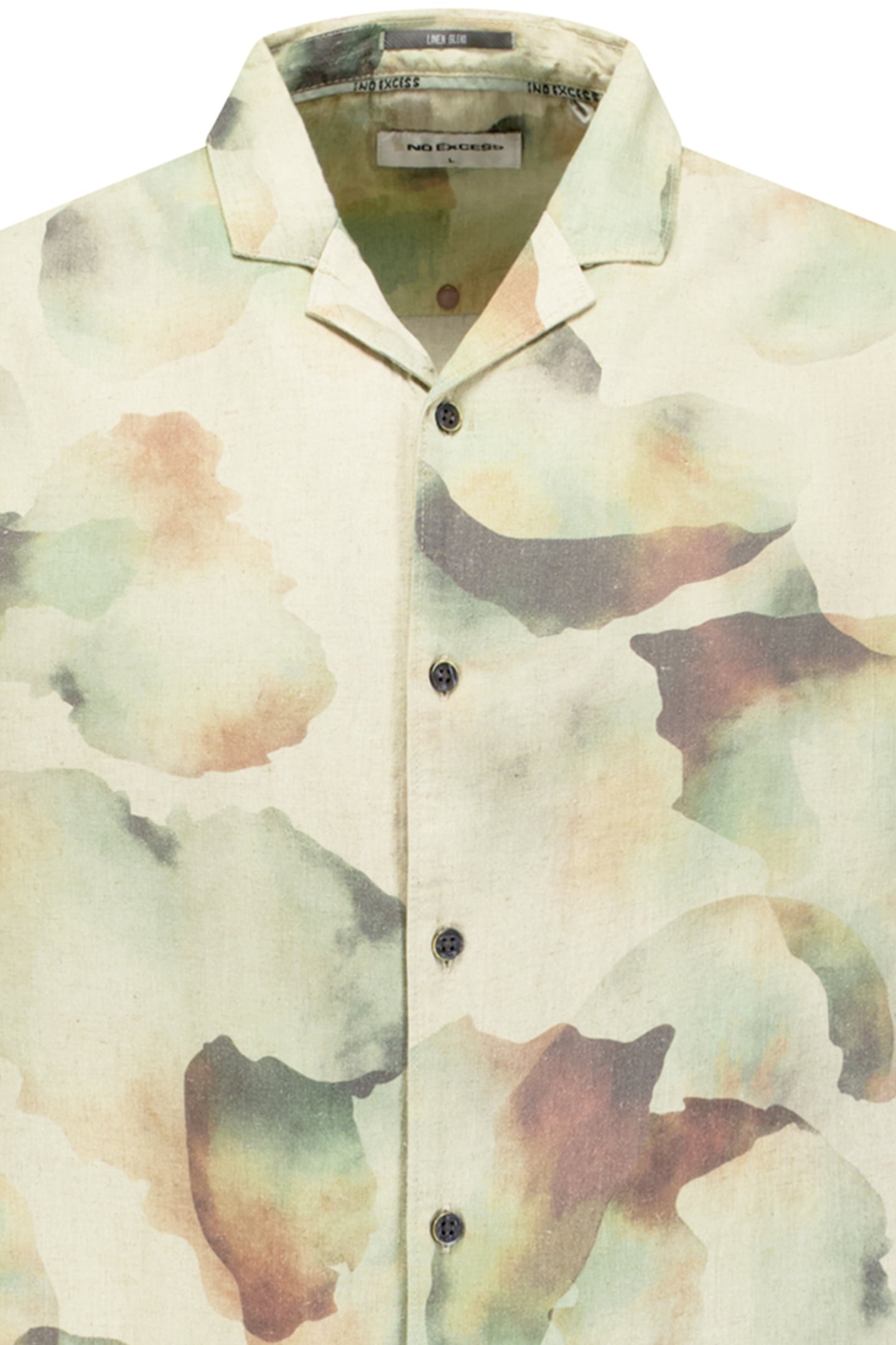 SHIRT SHORT SLEEVE REVERS COLLAR ALLOVER PRINTED WITH LINEN 3