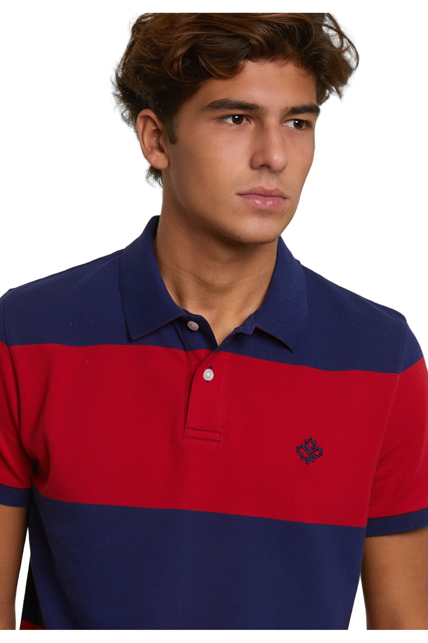 CUSTOM FIT STRIPED STRETCH POLO ROYAL BLUE/HARVARD RED 3