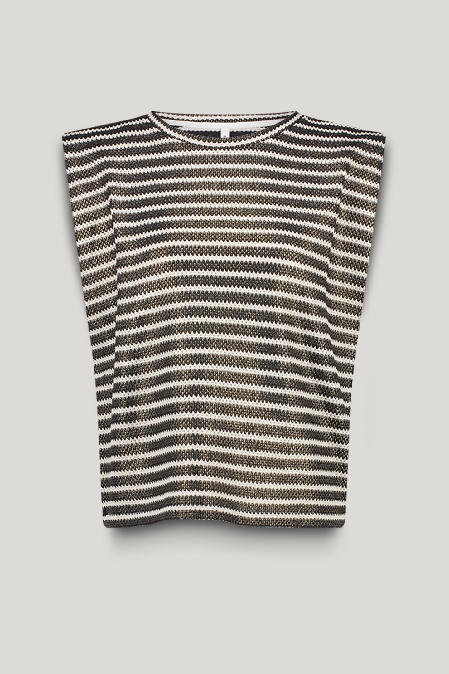 SLEEVELESS TOP KNITTED STRIPE COATED BLACK-IVORY 4