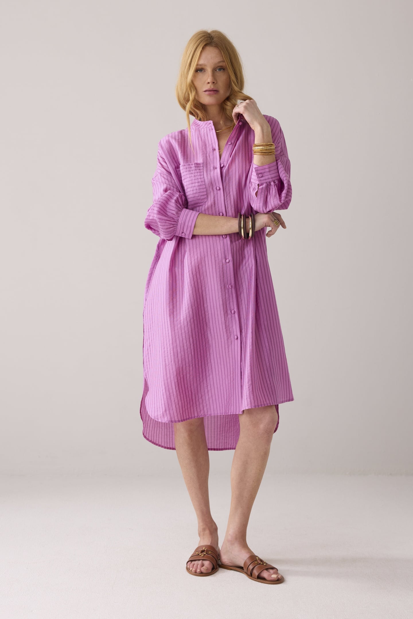 TUNIC DRESS PINSTRIPE CYCLAAM 1