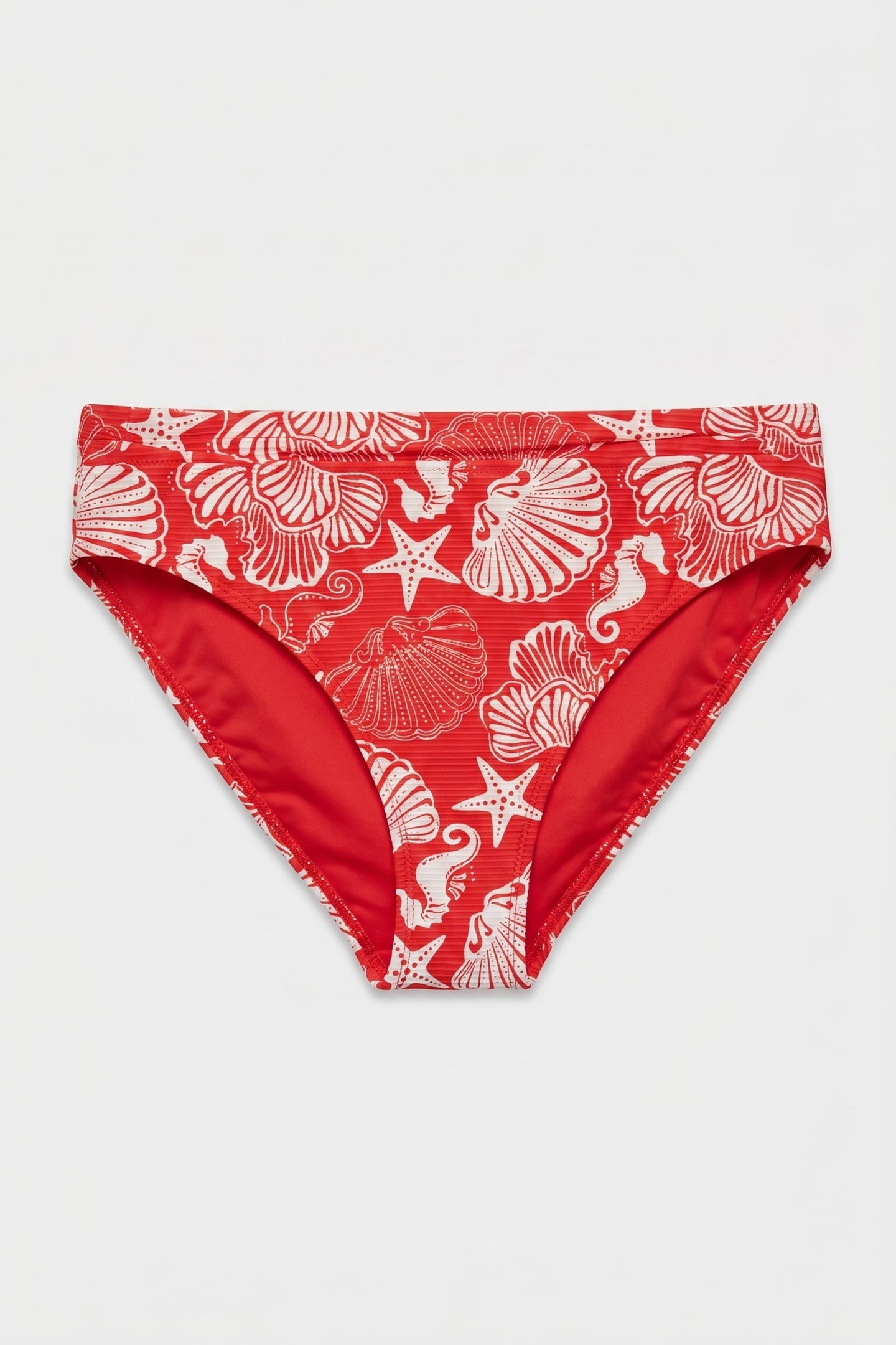 HIGH WAIST BIKINI BOTTOM BEACH DAY RED HIBISCUS BEACH DAY 2