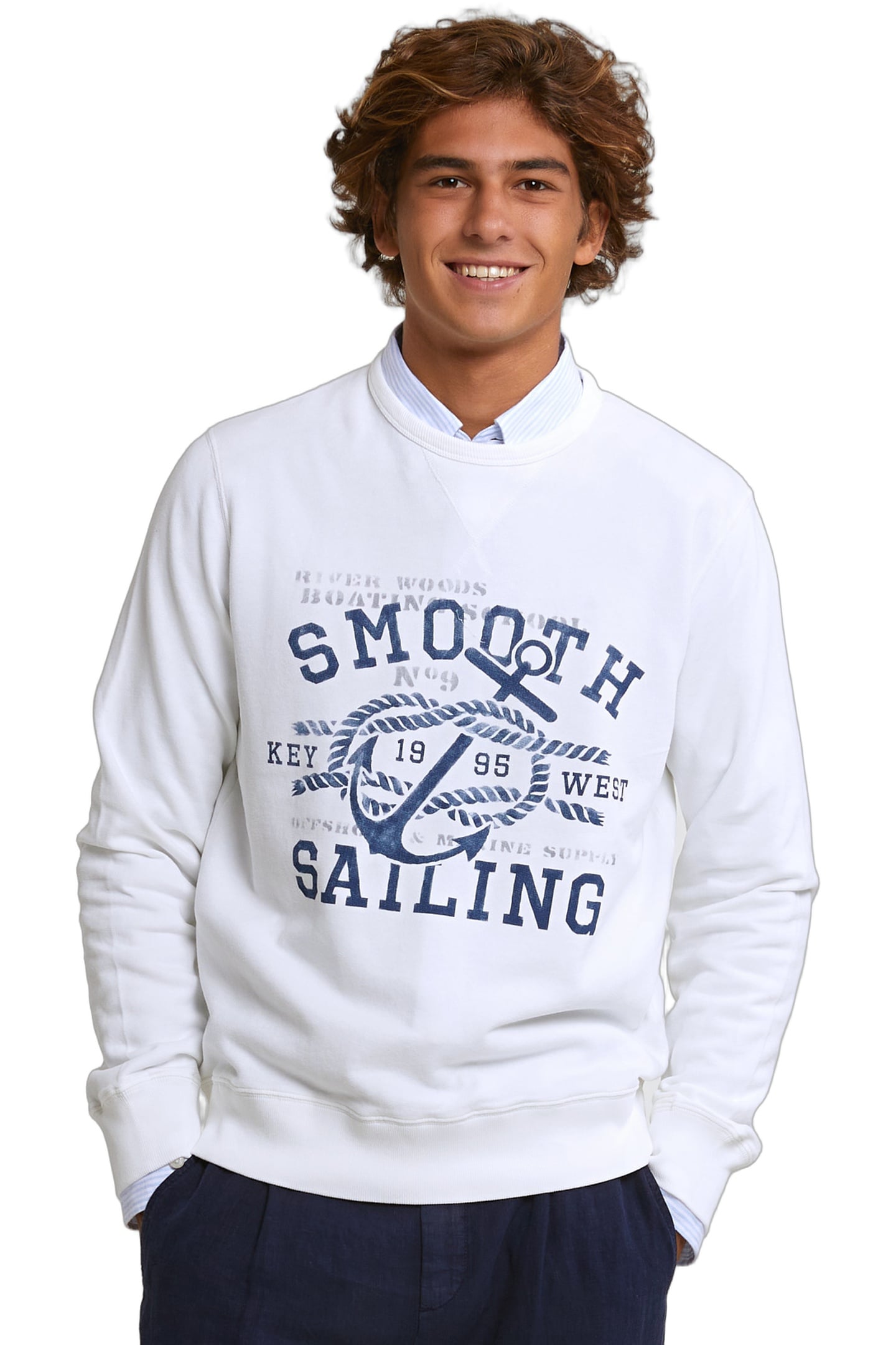 COTTON FANTASY CREW NECK SWEATER OFF WHITE 1