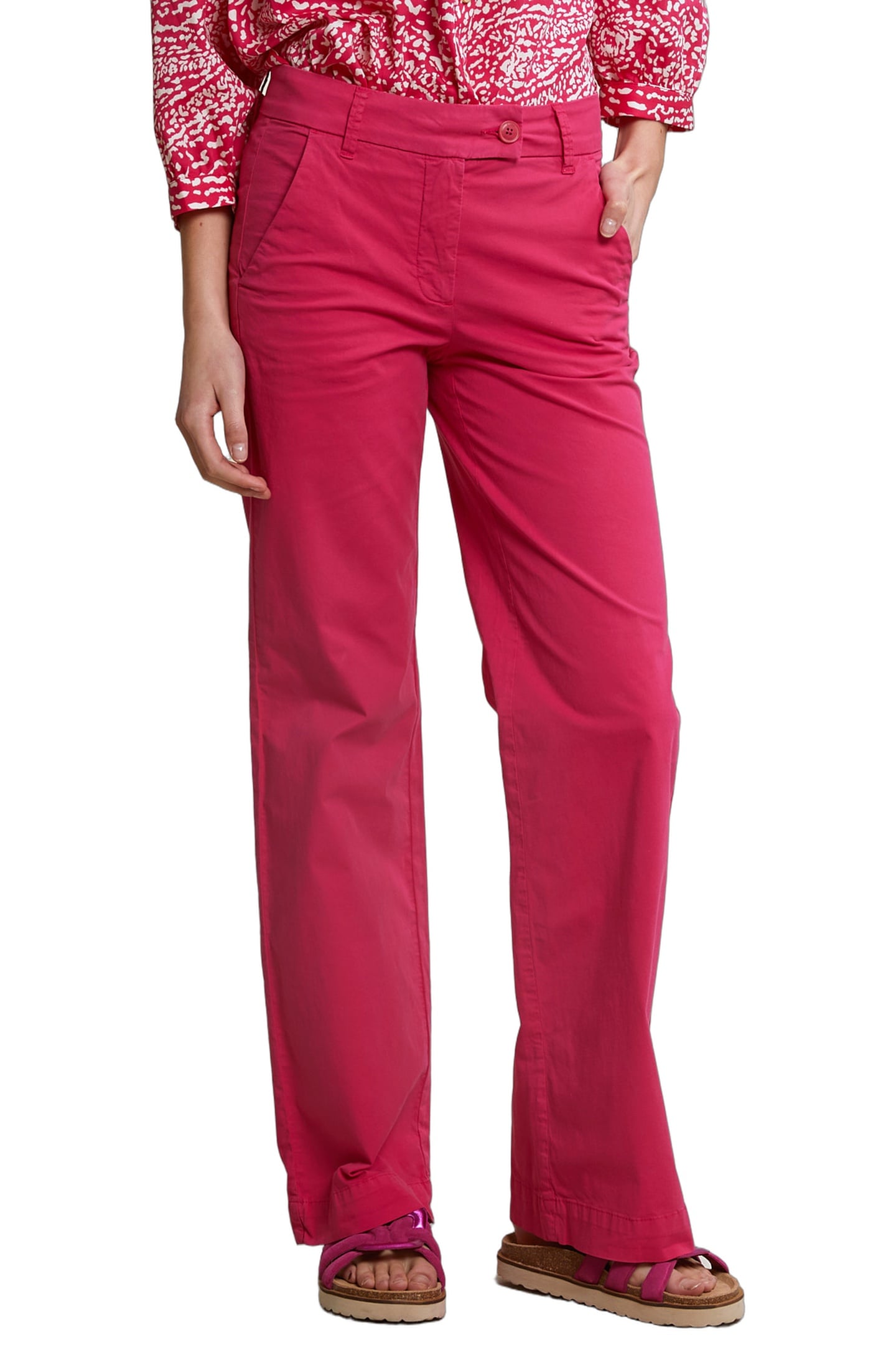 FUCHSIA STRAIGHT STRETCH PANTS 1
