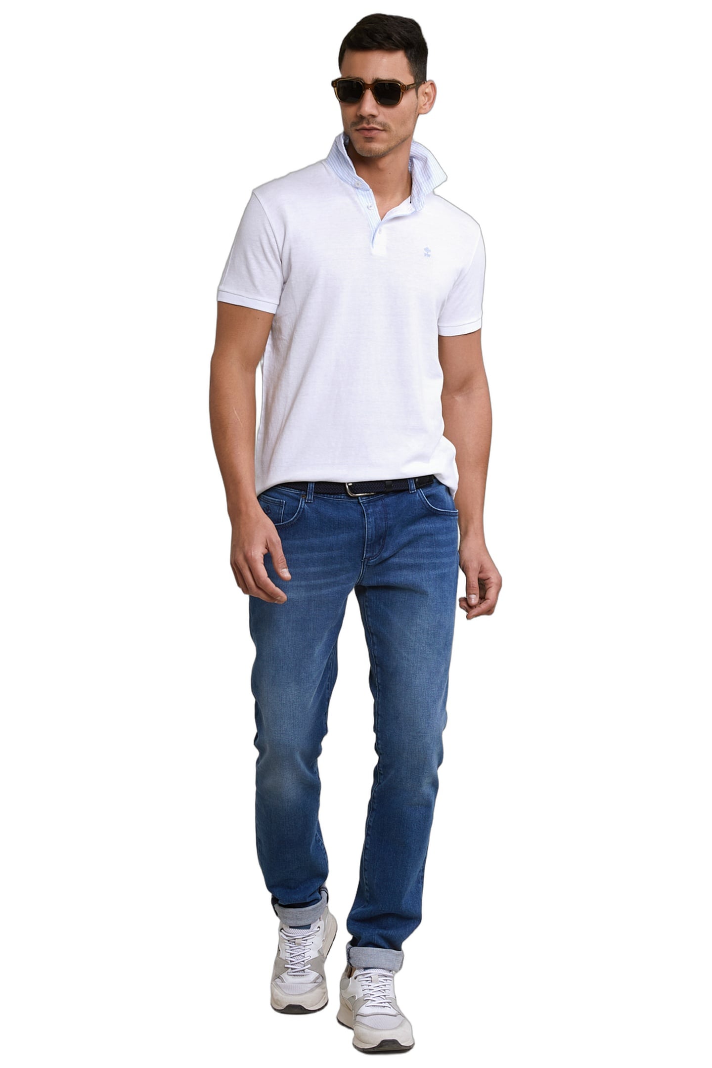 CUSTOM FIT COTTON-LINEN POLO WHITE 2