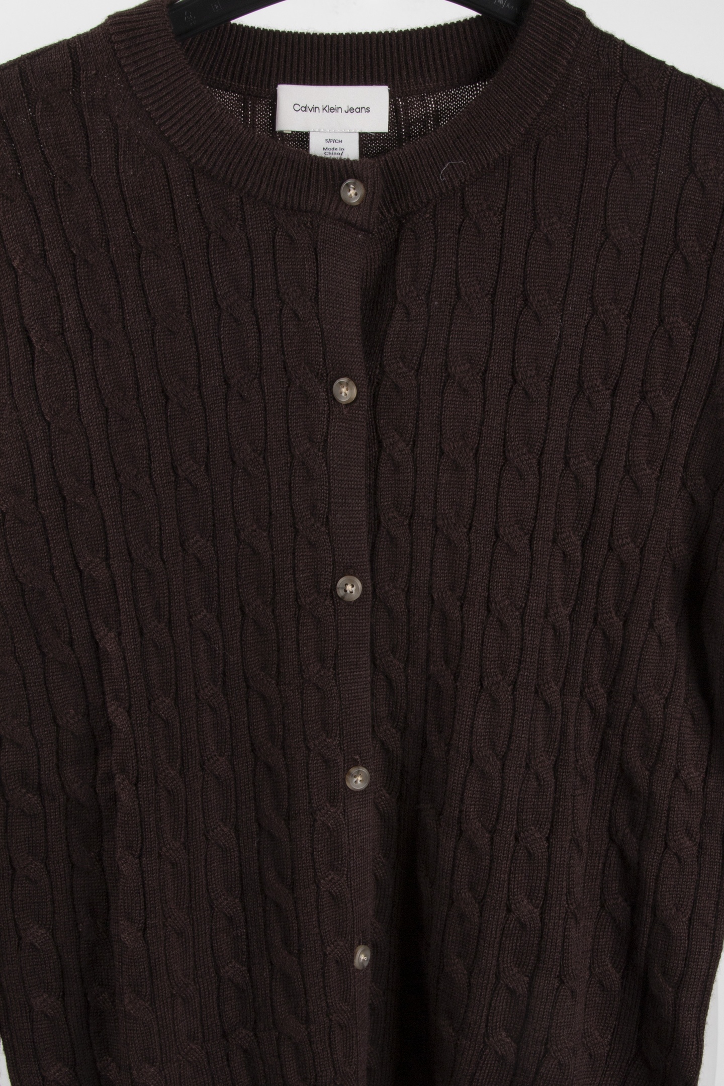 WOOL CABLE CREWNECK MOCHA BROWN 4