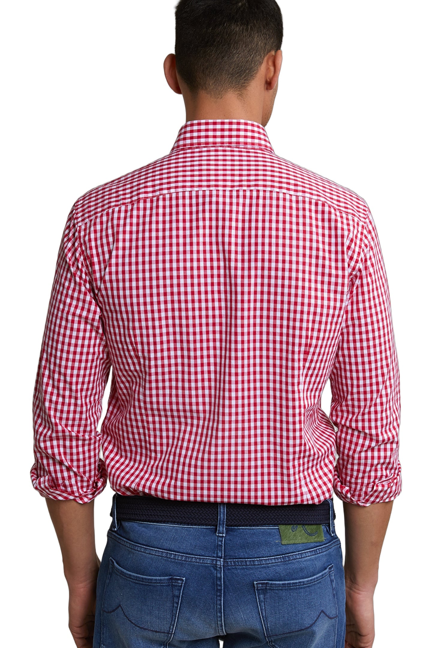 SLIM FIT CHECKED SHIRT RED/WHITE 3
