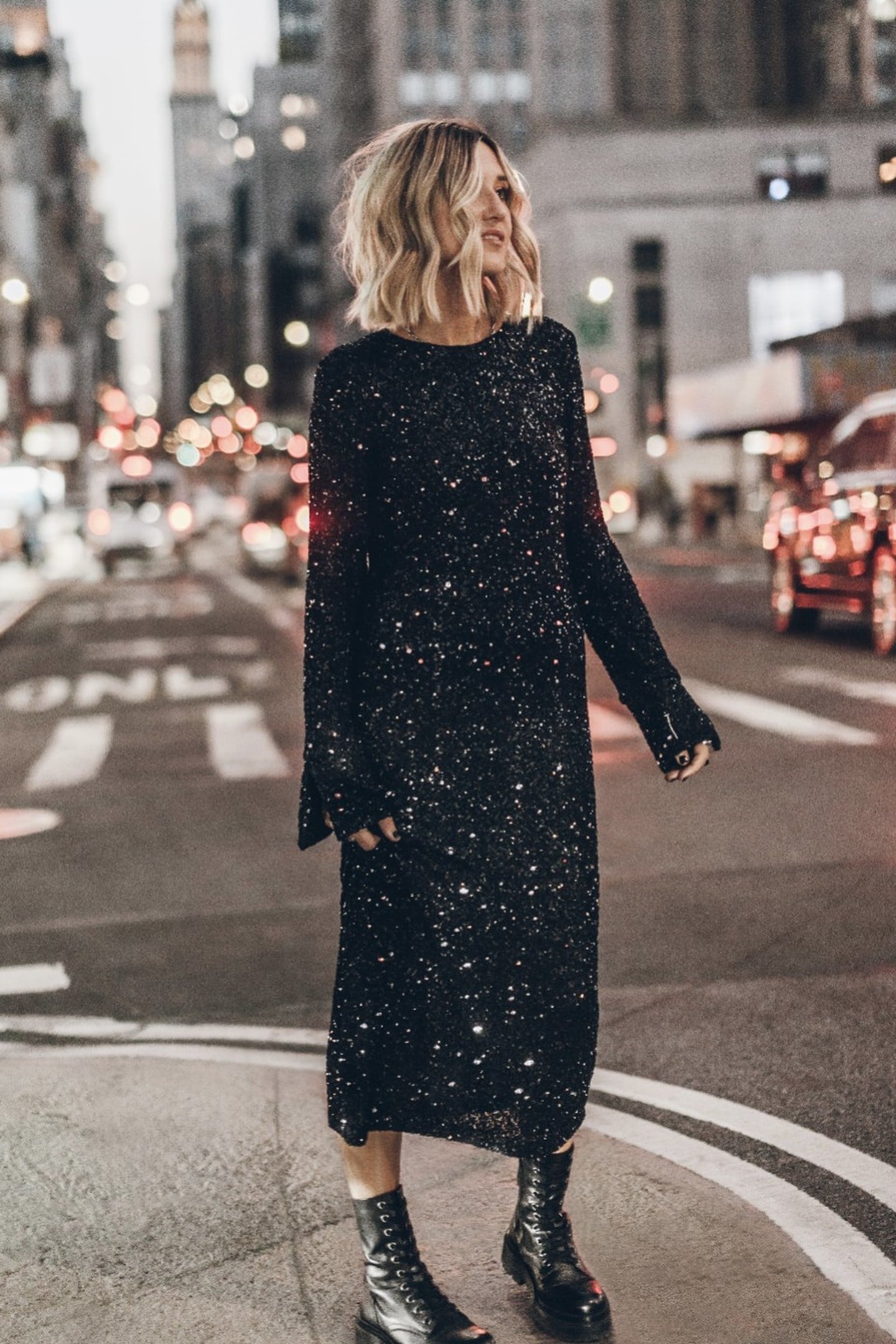 THE BLACK LONG SEQUIN DRESS BLACK 1