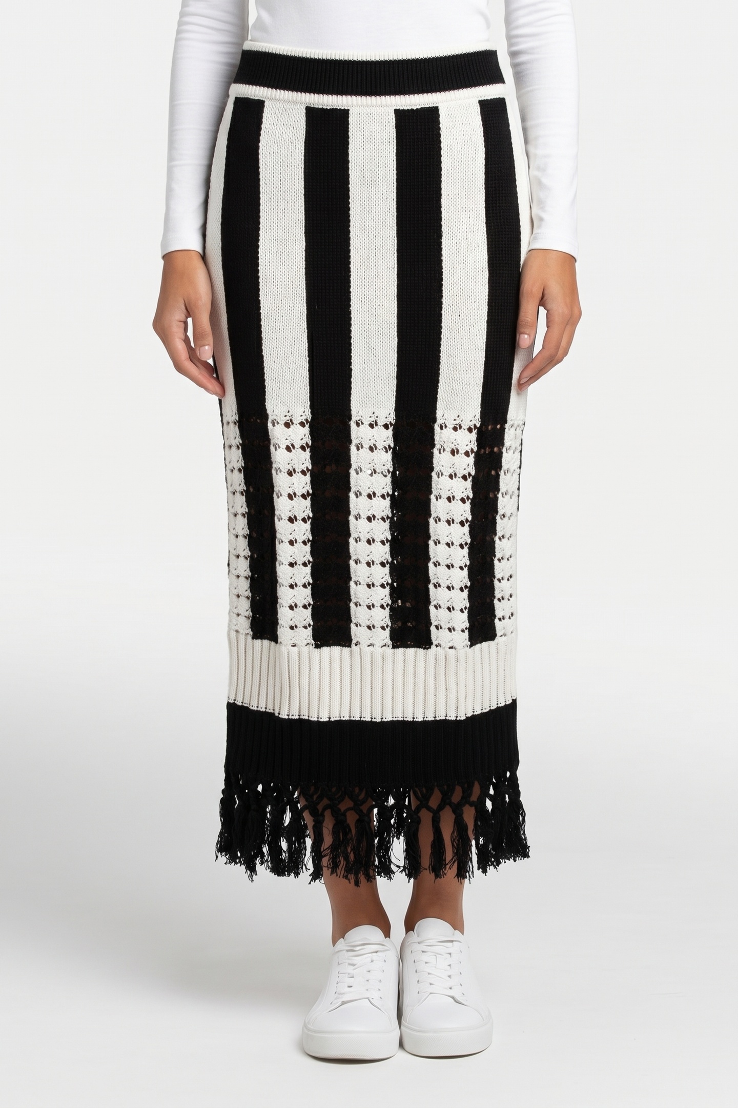 & Other Stories Sabrina Skirt White Maat: S | Midi Rokken Outlet | Dames | Zwart