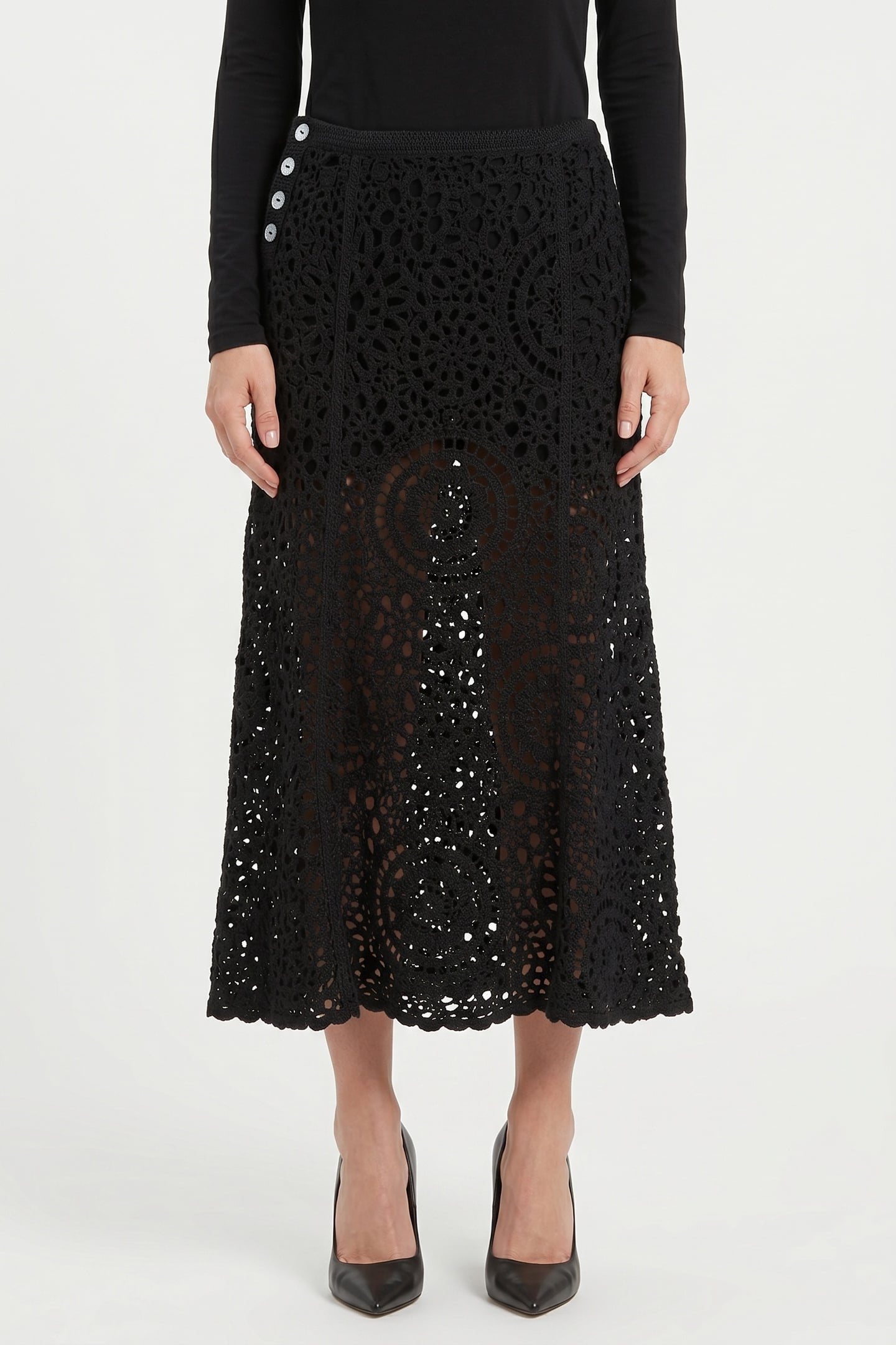 & Other Stories Bao Skirt Black Maat: S | Midi Rokken Outlet | Dames | Zwart