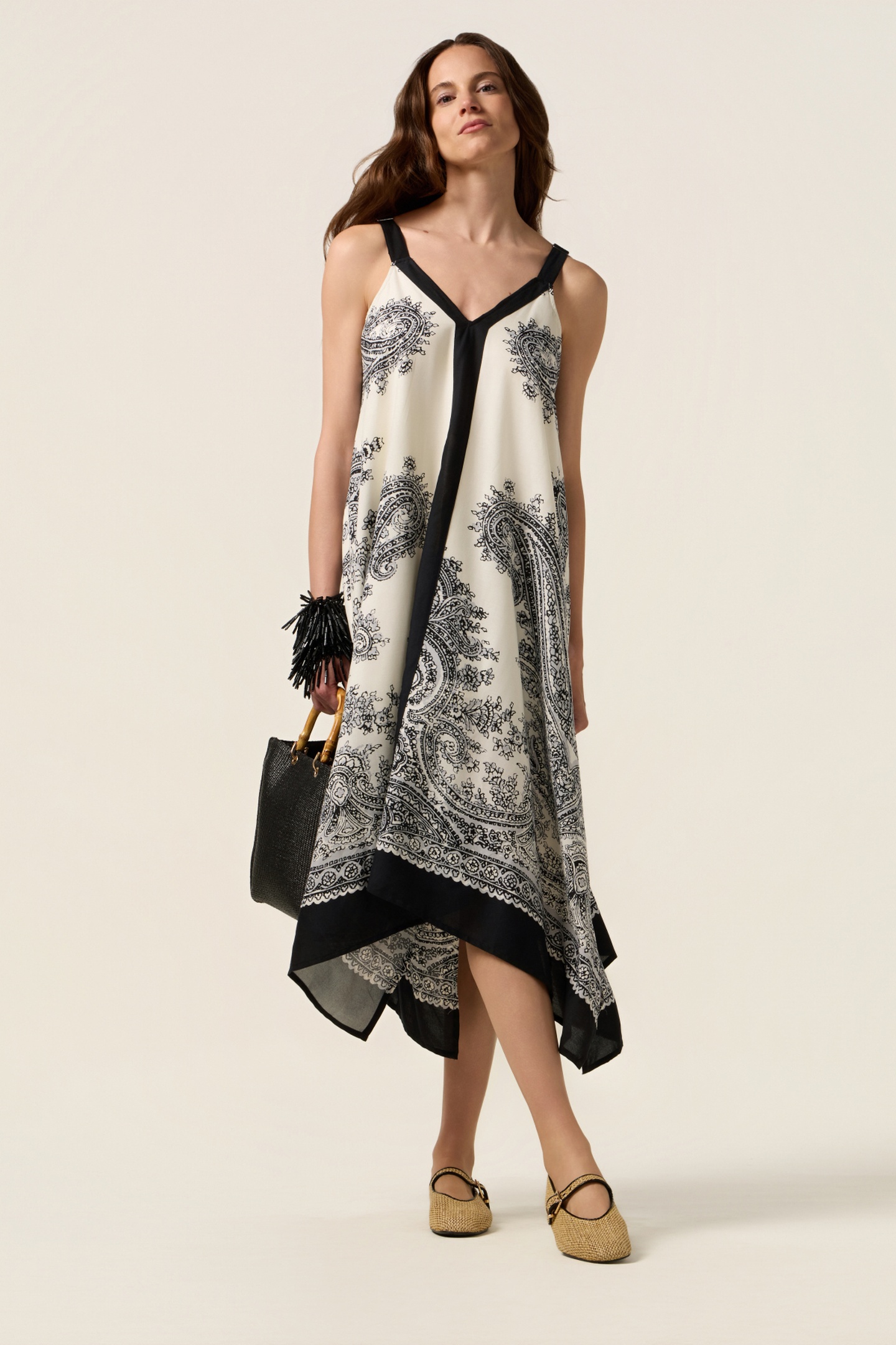 Oltre Patterned Viscose Dress Black Maat: S | Maxi Jurken Outlet | Dames | Zwart