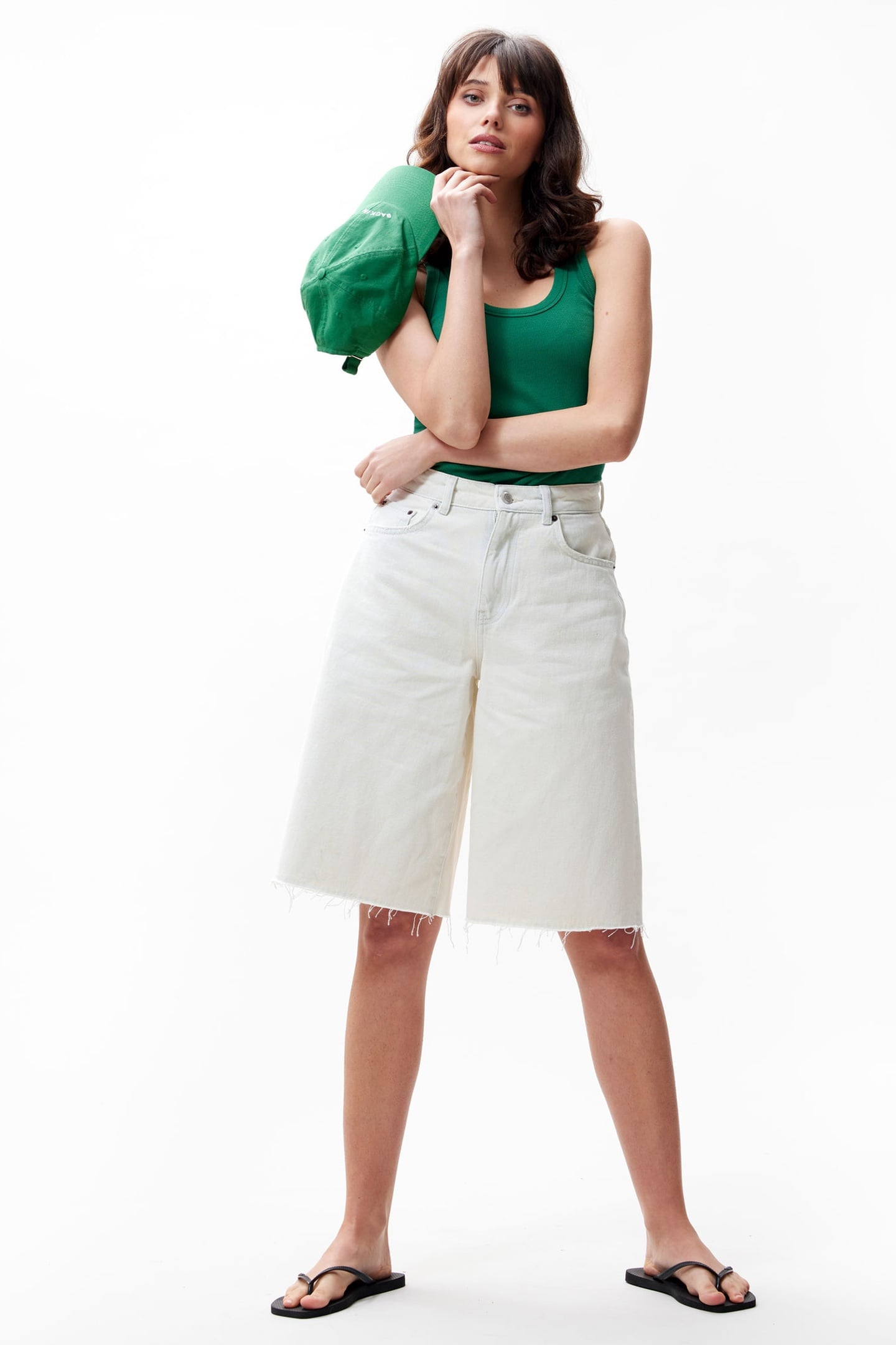 LOOSE FIT BLEACHED JORTS BONE 1