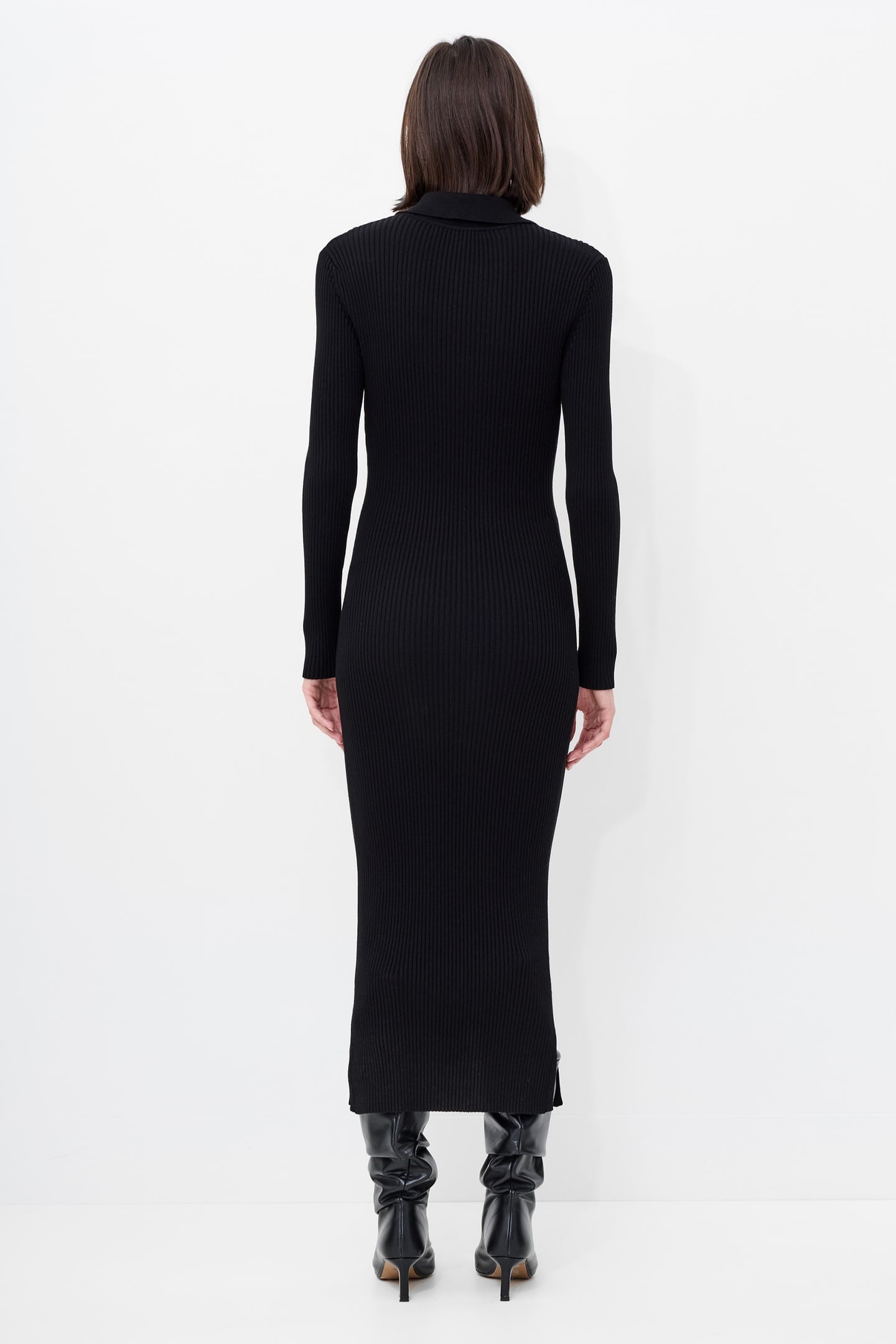 MARI L/S COLLARED MIDI DRESS BLACK 2