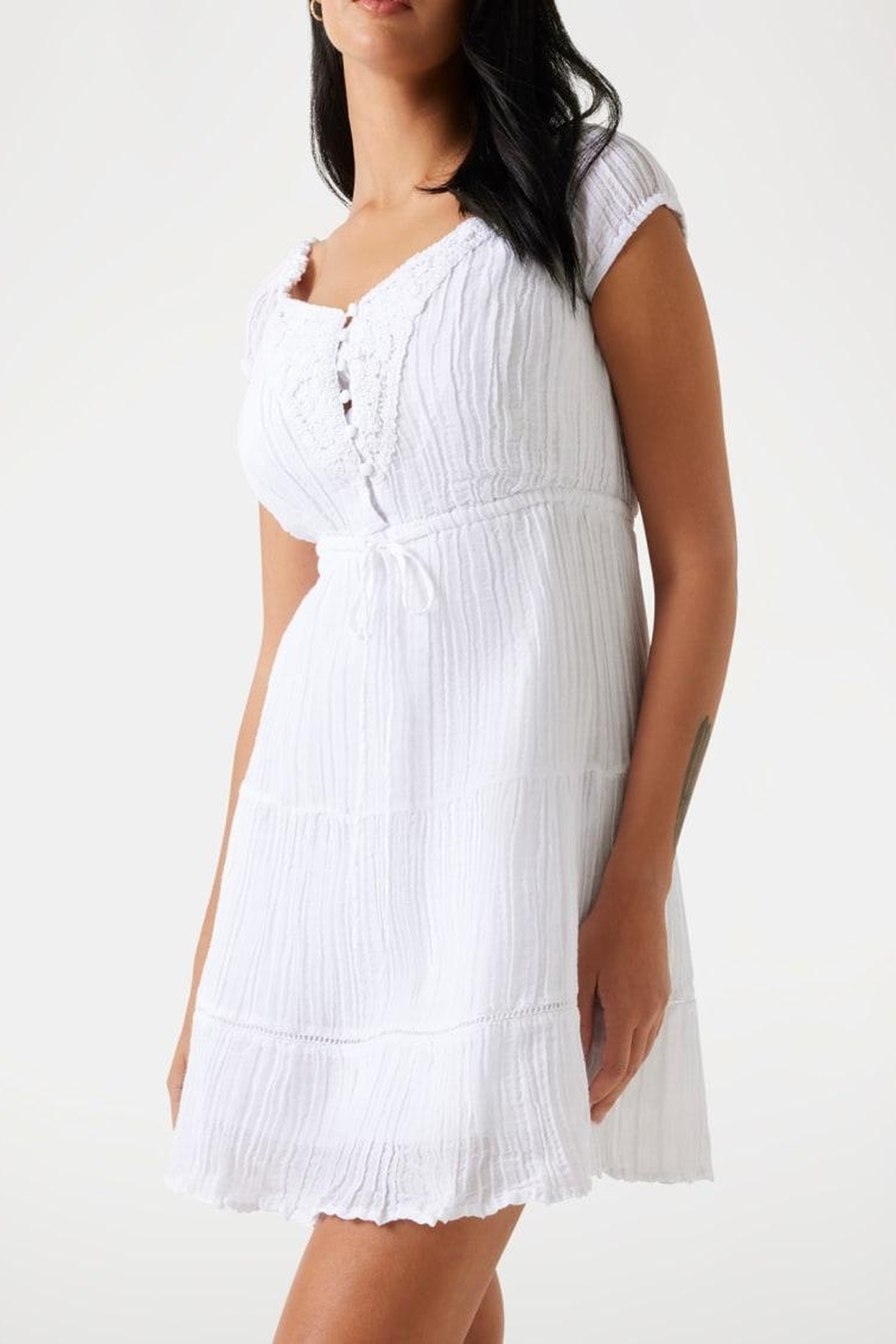 GUESS ECO SL CIEL GAUZE DRESS PURE WHITE 2
